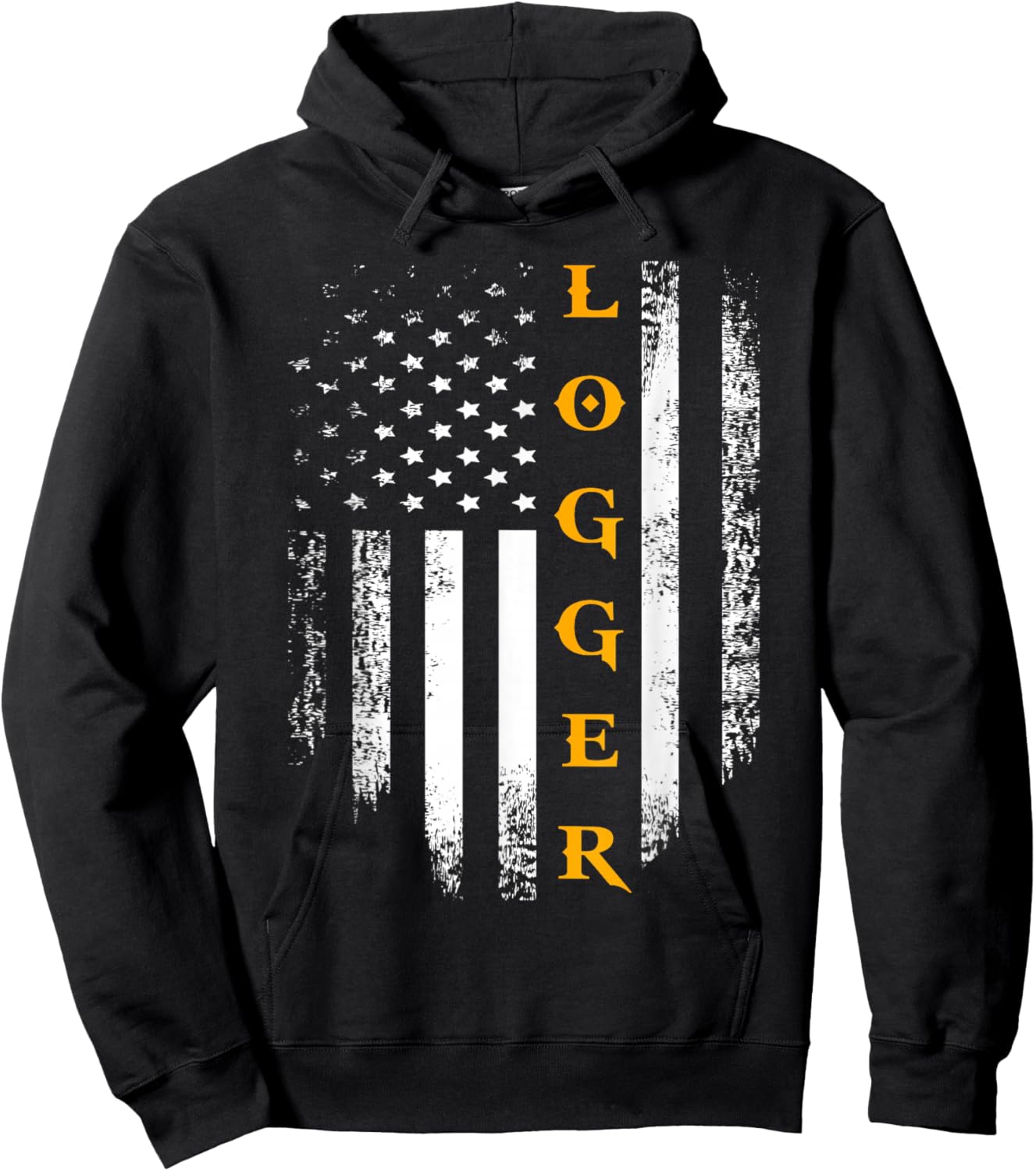 Vintage Logger With American Flag Logging/Carpenter Gift Hoodie - Hoodie | Black