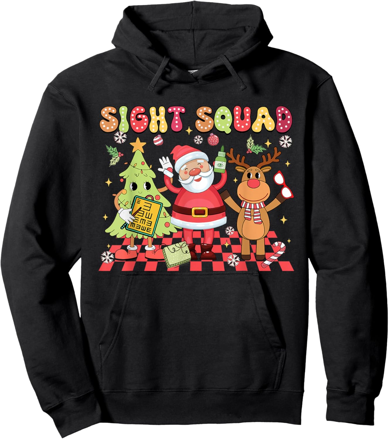 Sight Squad Christmas Optometry Ophthalmologist Crew Hoodie - Hoodie | Black
