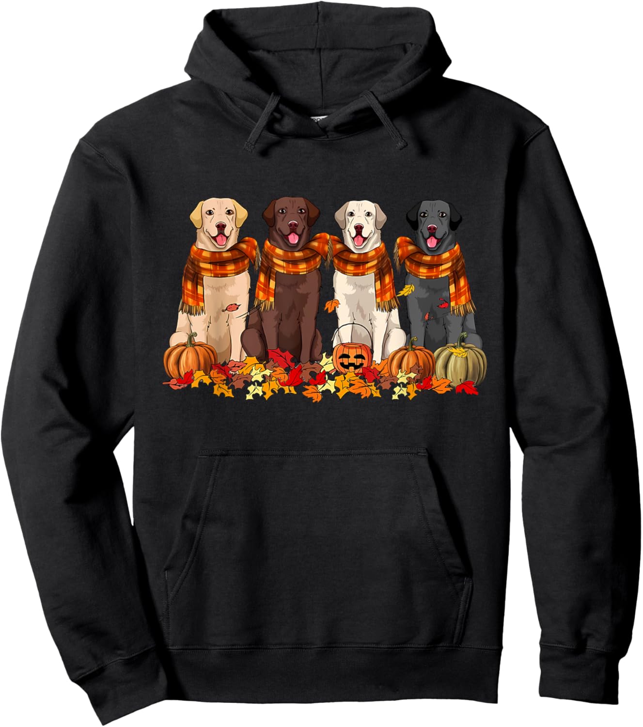 Fall Autumn Pumpkin Labrador Retriever Thanksgiving Dog Mom Women Kids Hoodie - Hoodie | Black