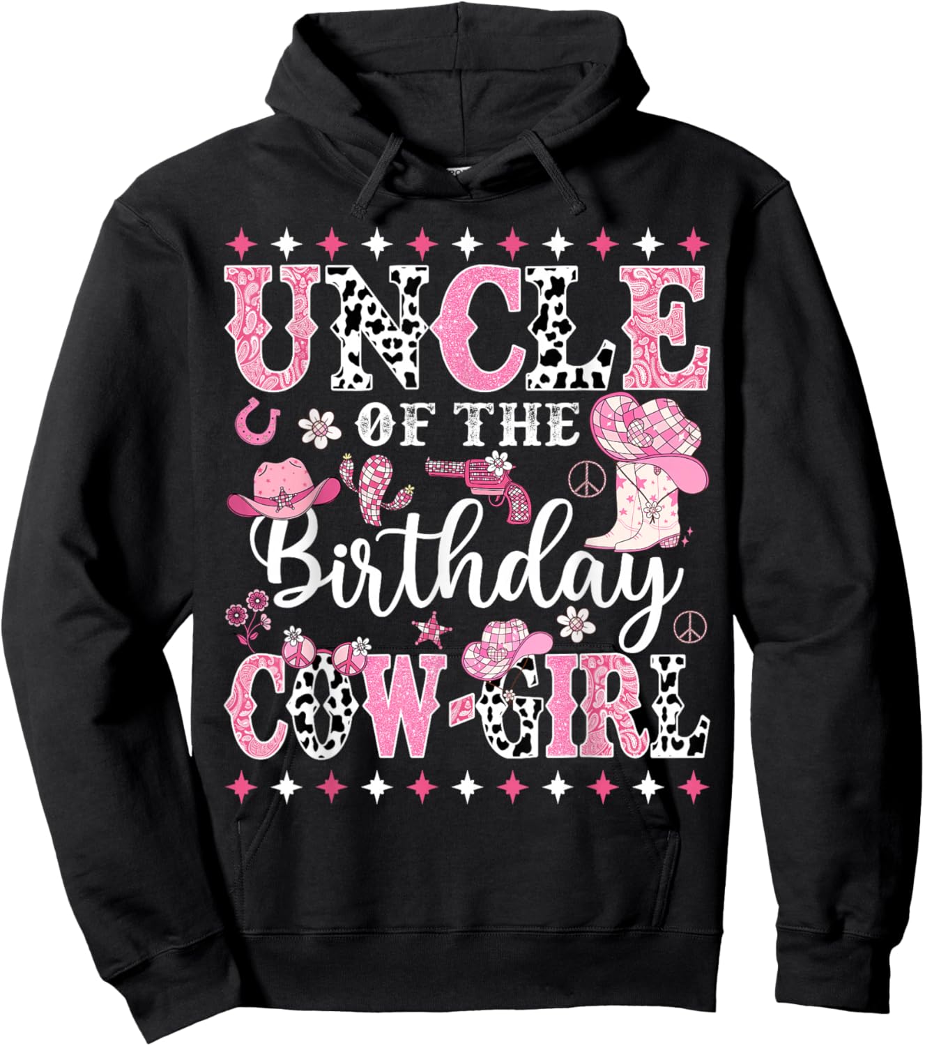 Uncle Of The Birthday CowGirl Rodeo CowGirl Birthday Hoodie - Hoodie | Black