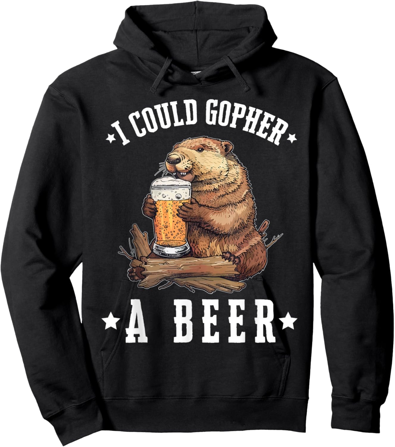 I Could Gopher A Beer Funny Drinking Hoodie - Hoodie | Black