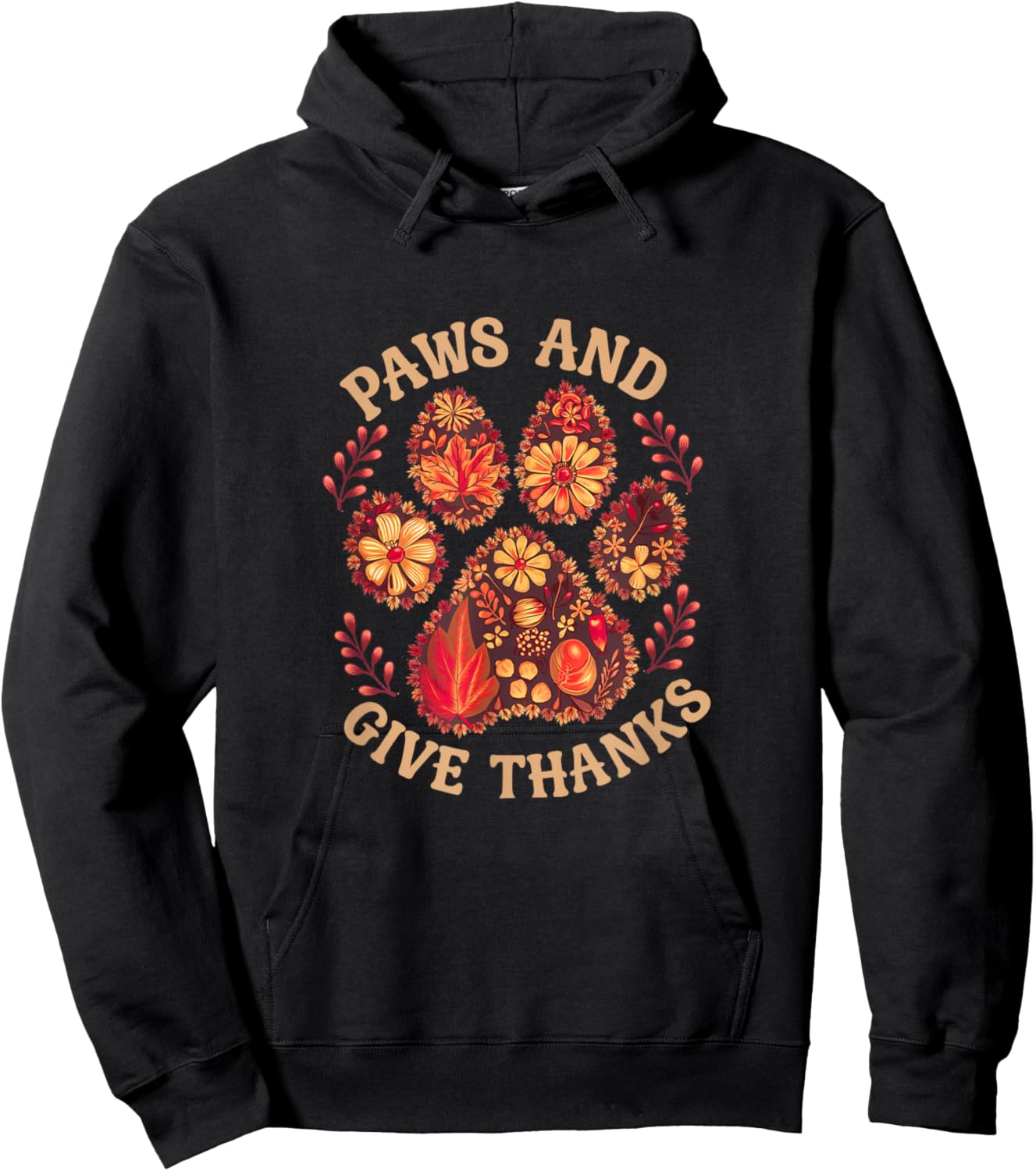 Paws And Give Thanks Dog Mom Thanksgiving Hoodie - Hoodie | Black