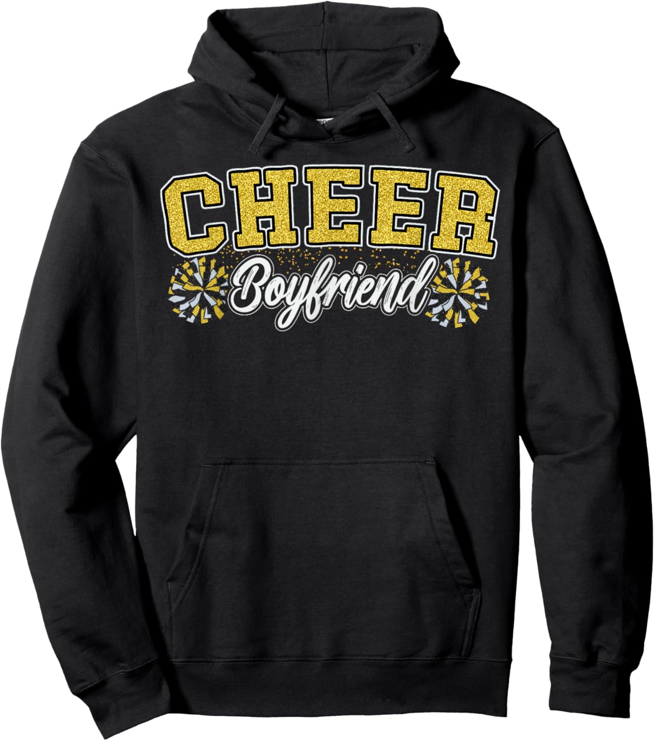 Loud Proud Cheer Boyfriend Pom Poms Yellow Cheerleader Women Hoodie - Hoodie | Black