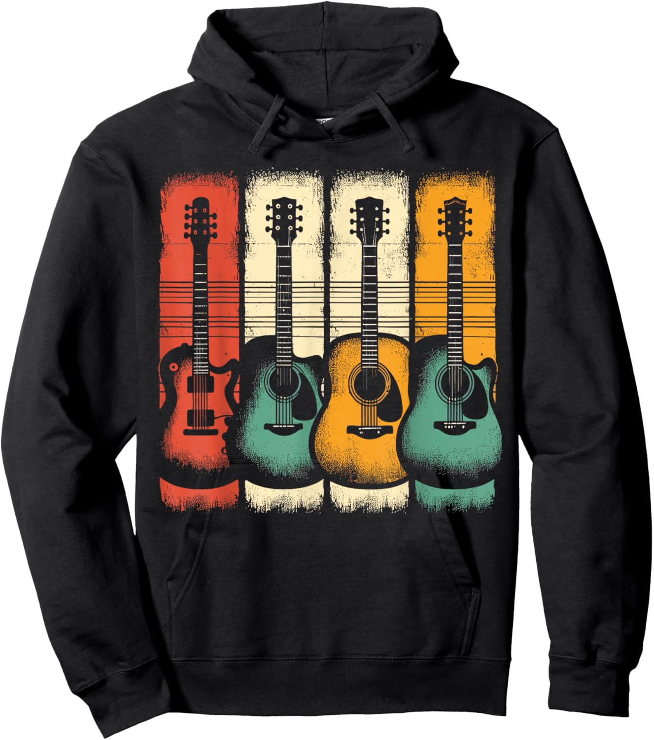 Guitars Music Vintage Guitar Hoodie - Hoodie | Black
