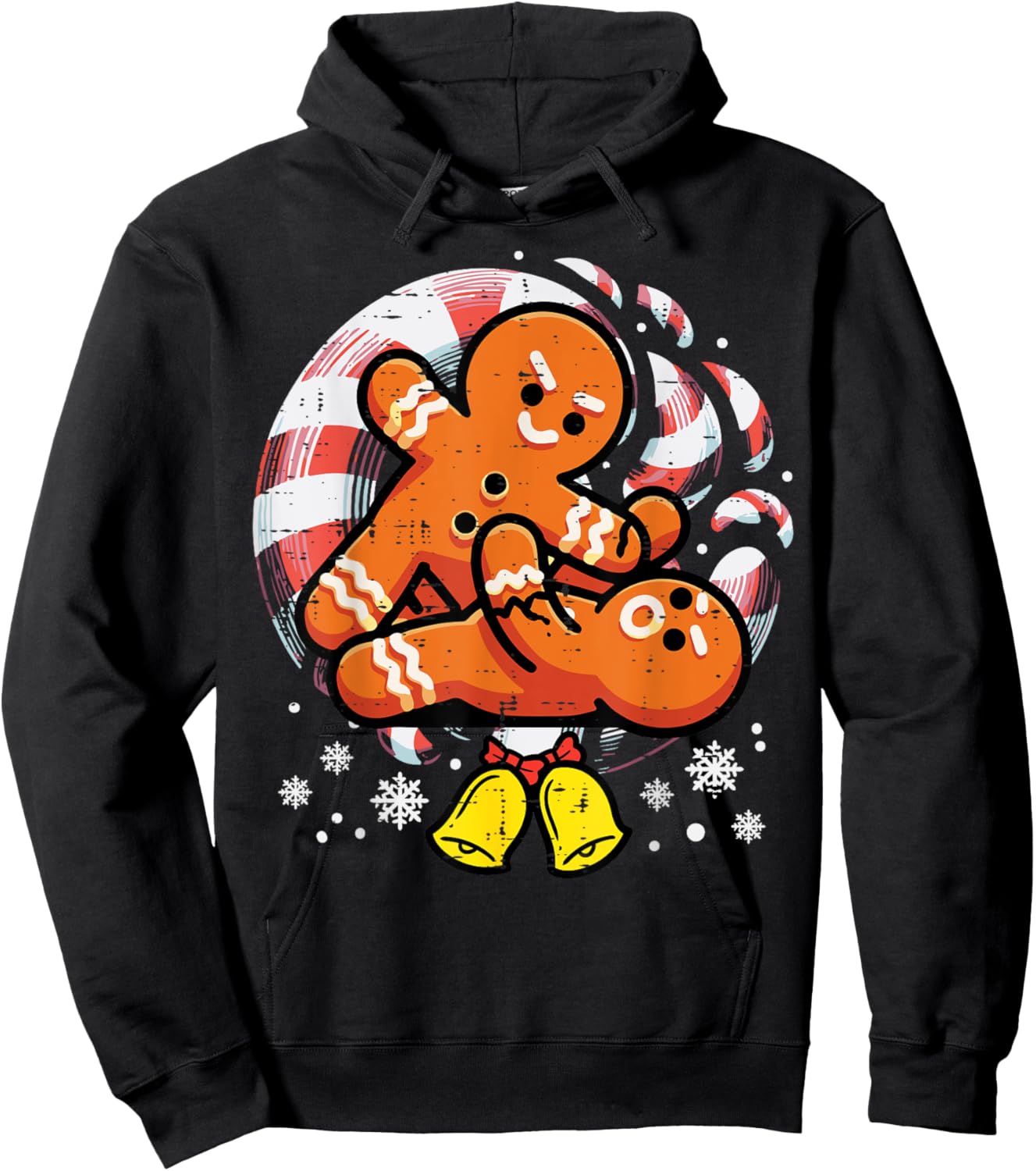 Christmas Jiu Jitsu Gingerbread Xmas Bjj Wrestling Men Kids Hoodie - Hoodie | Black
