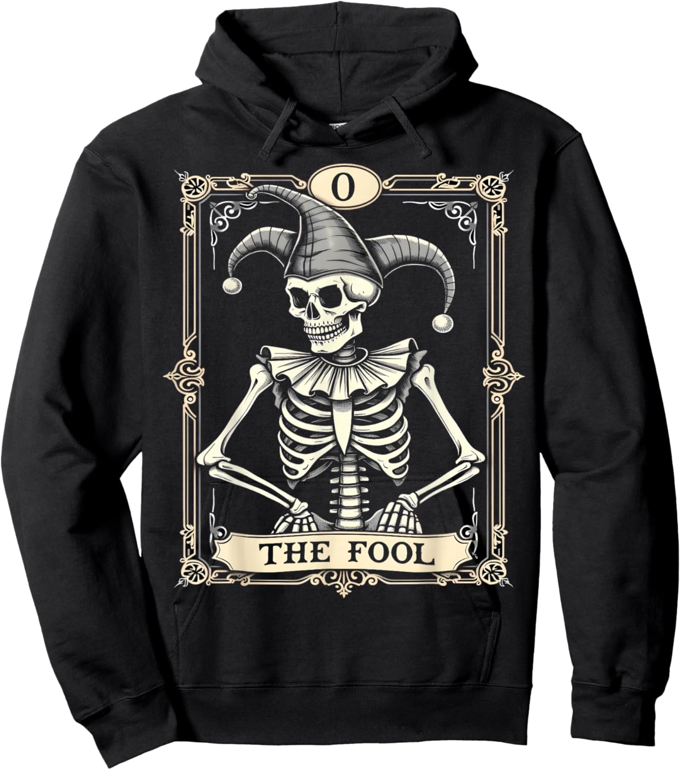 Skeleton Fool Tarot Card Dark Art Hoodie - Hoodie | Black