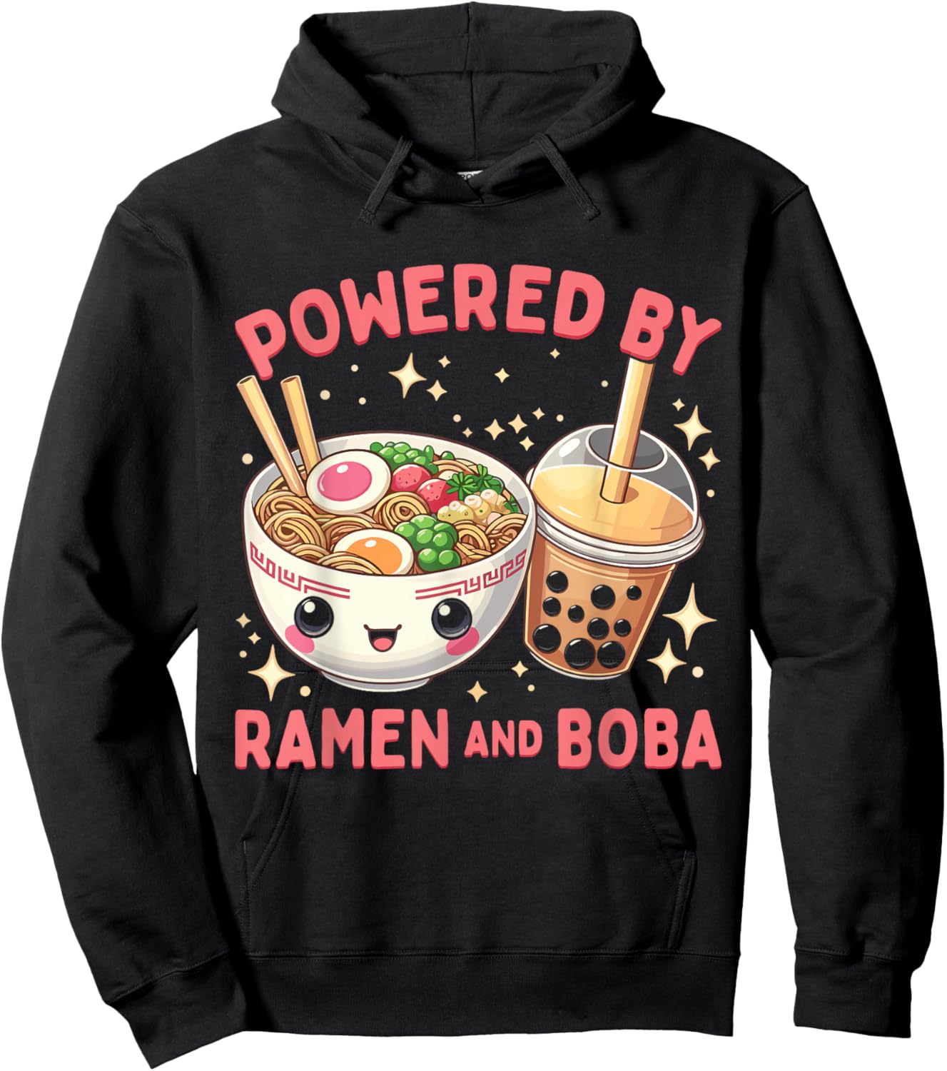 Powered By Ramen And Boba Ramen Boba Bubble Tea Hoodie - Hoodie | Black