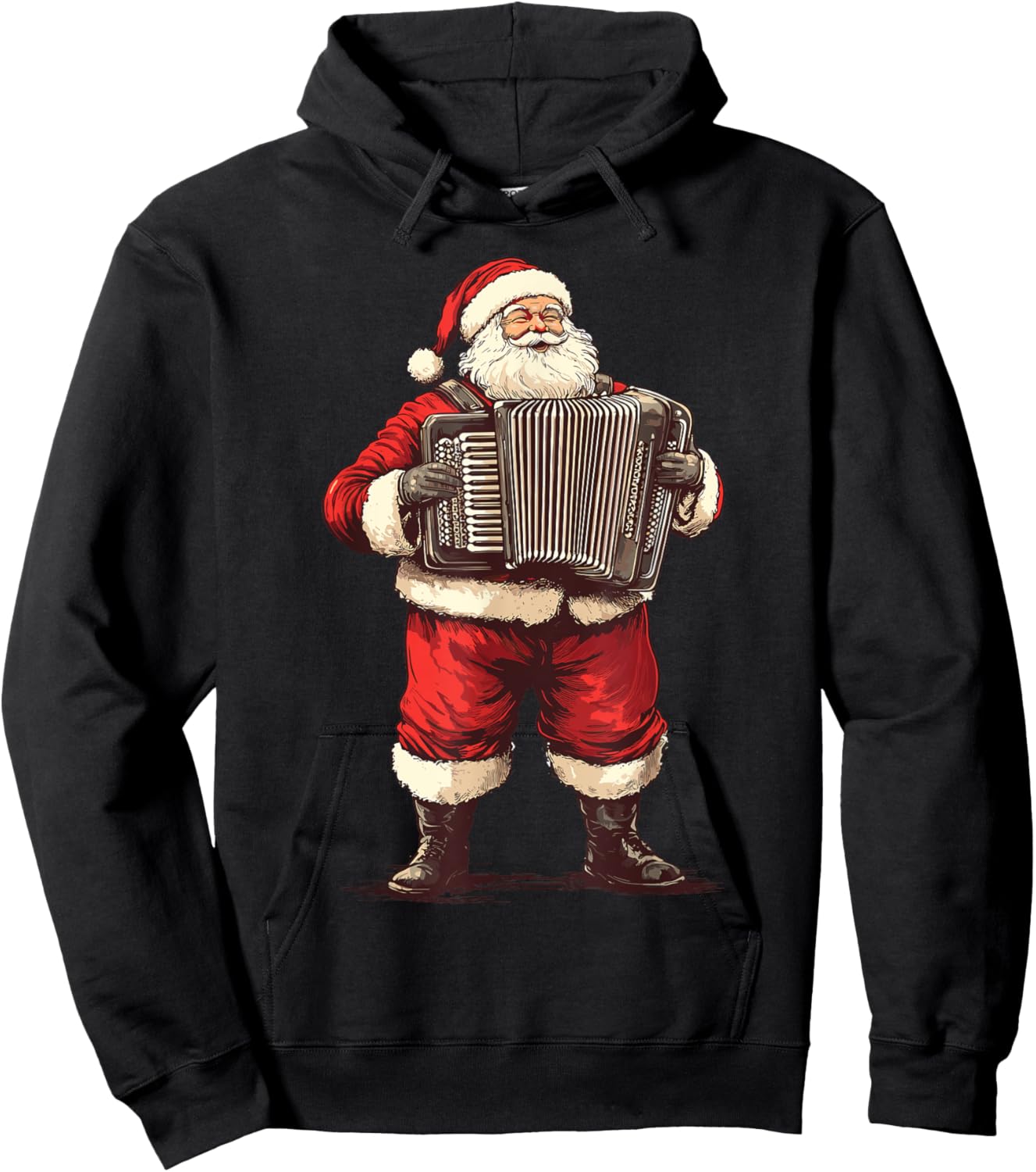 Santa Playing Accordion Funny Accordion Player Christmas Hoodie - Hoodie | Black