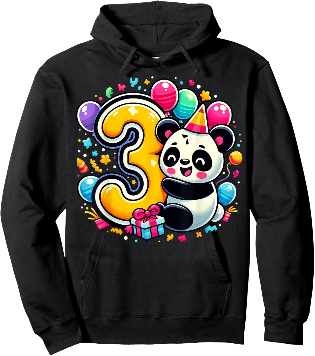 Panda 3rd birthday boy girl 3 years old third three Panda Hoodie - Hoodie | Black