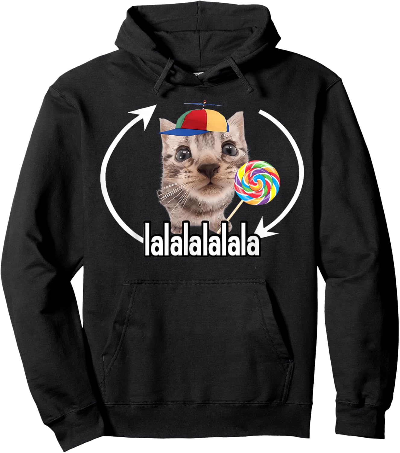 Silly Cat With Lollipop Meme Hoodie - Hoodie | Black