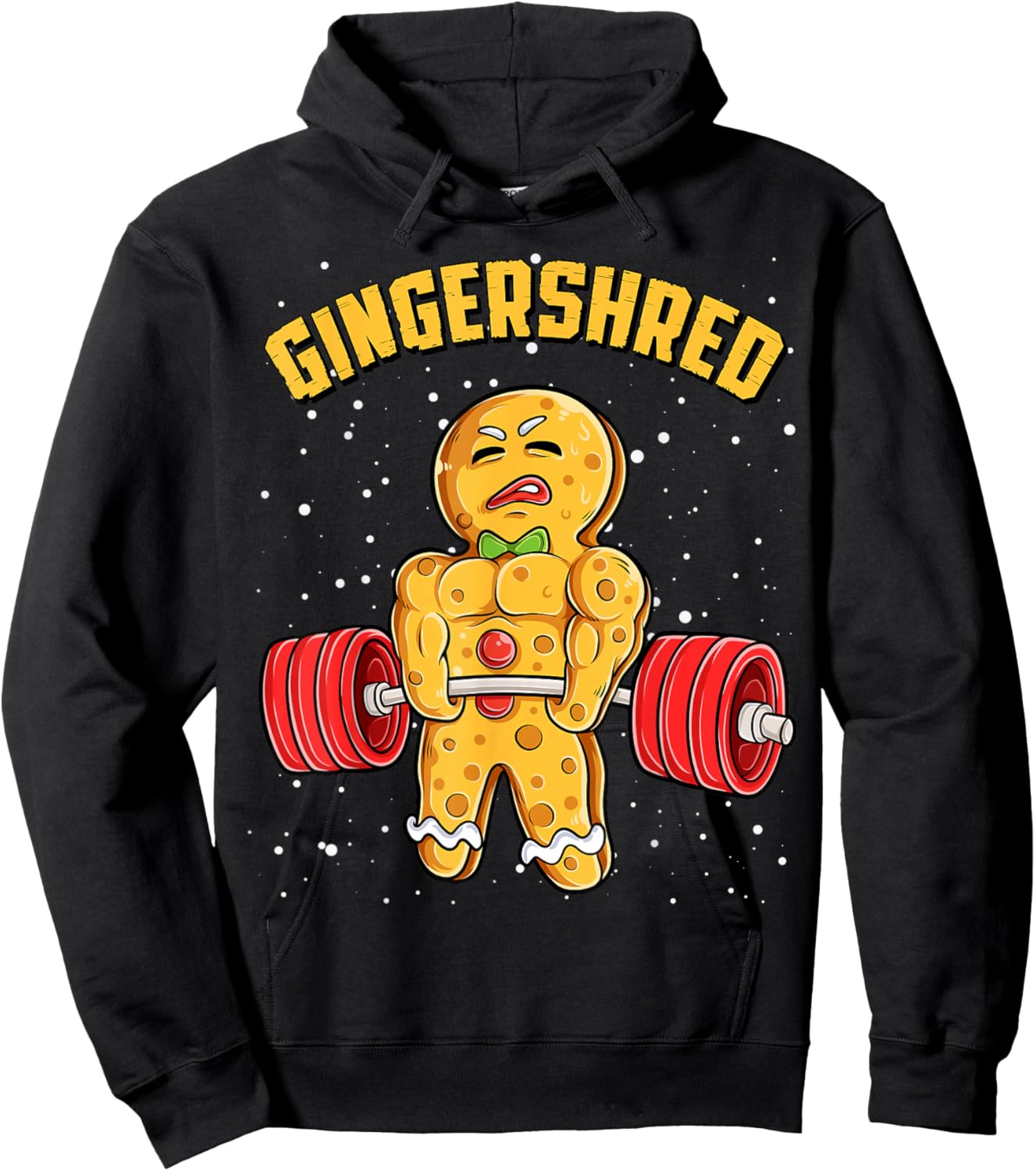Gingershred Funny Gingerbread Man Gym Bodybuilding Christmas Hoodie - Hoodie | Black