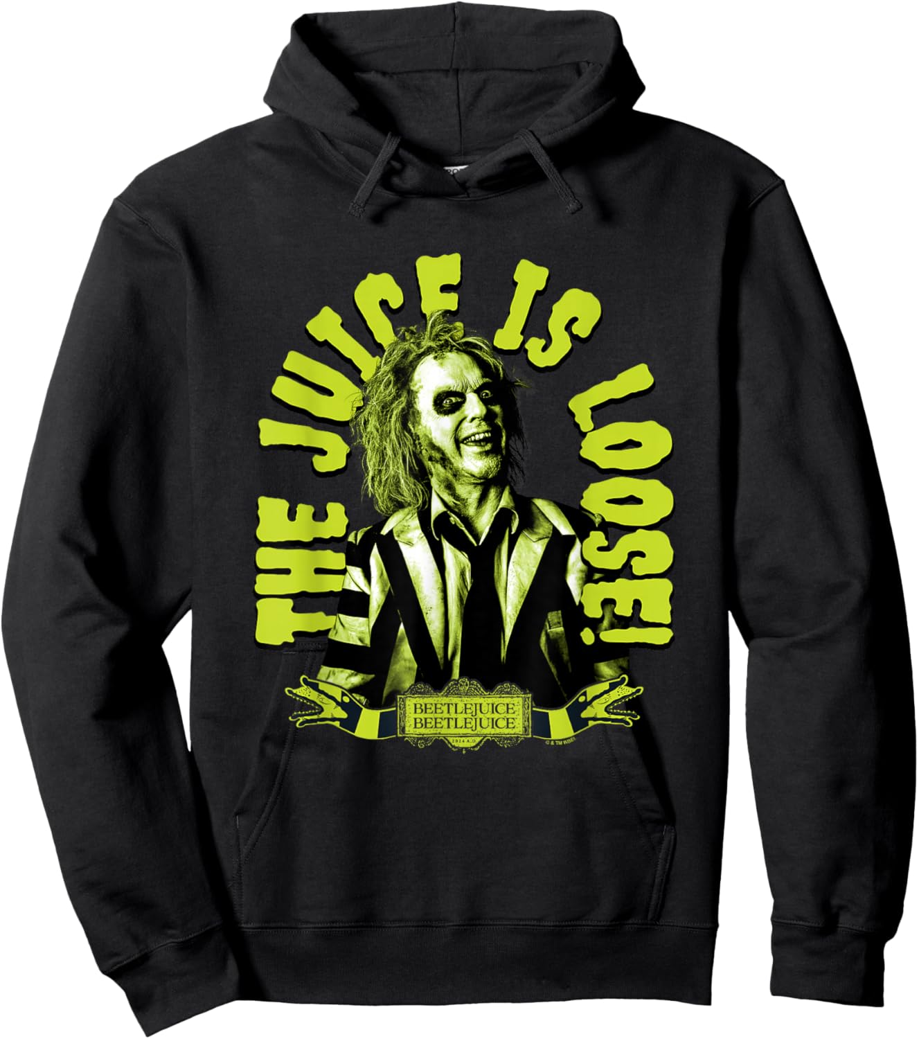 Beetlejuice Beetlejuice The Juice Is Loose! Neon Portrait Hoodie - Hoodie | Black
