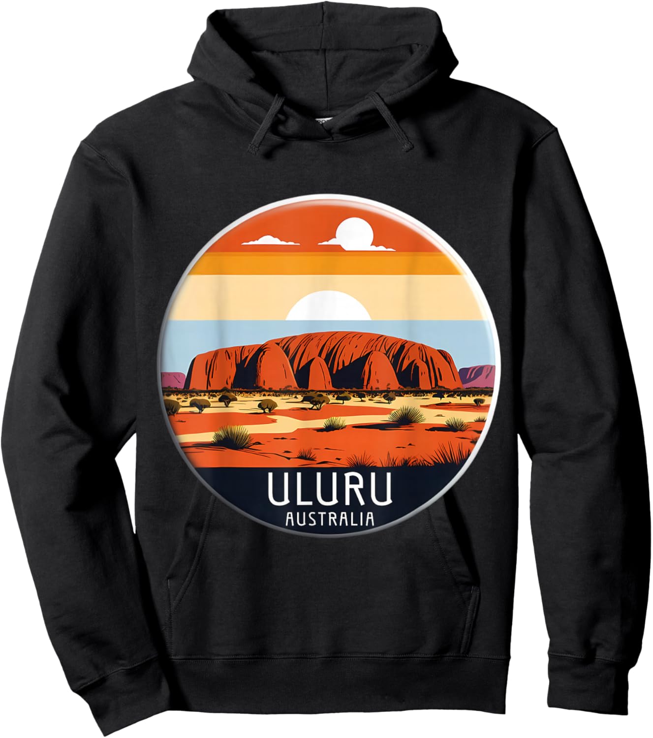 Uluru Australia Souvenir Ayers Rock Memorabilia Vintage Sun Hoodie - Hoodie | Black