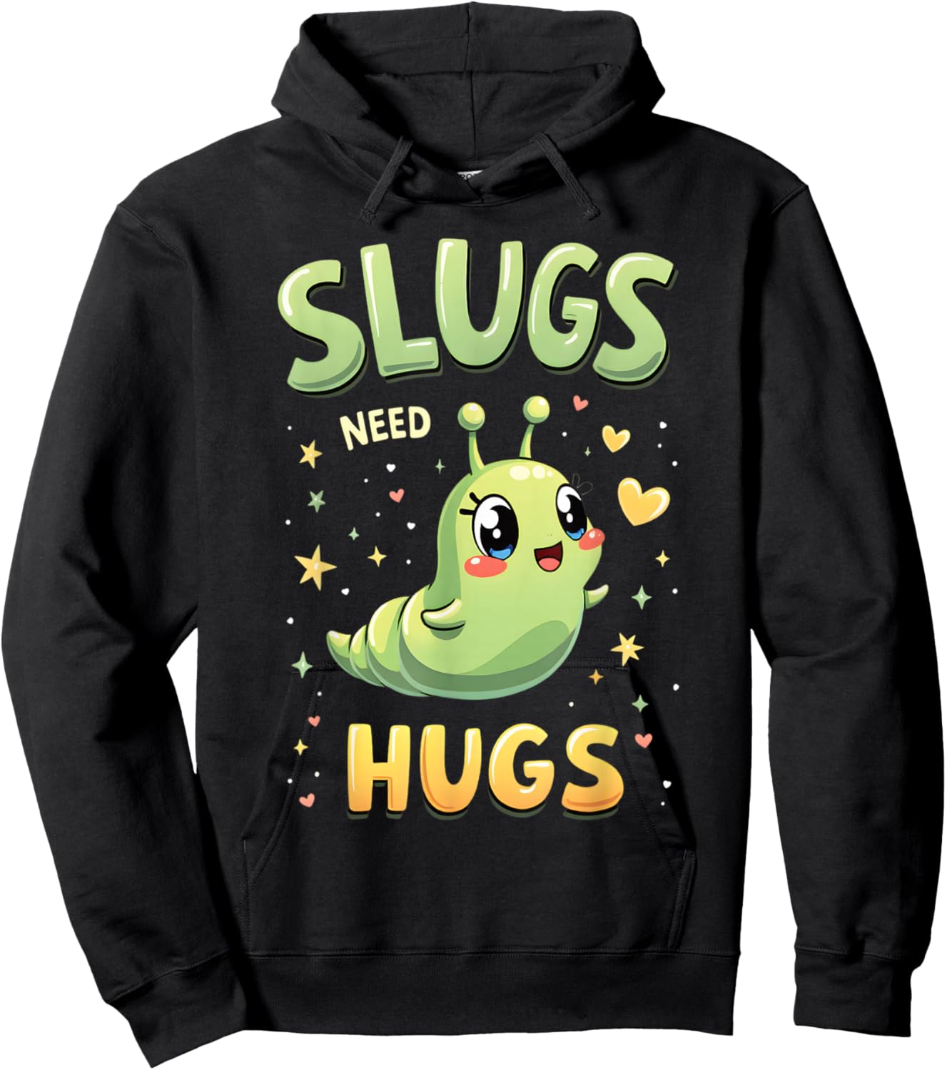 Cute Slug Lovers Whimsical Apparel Slugs Need Hugs Cute Cartoon Slug Art -Adult Black Small Hoodie - Hoodie | Black