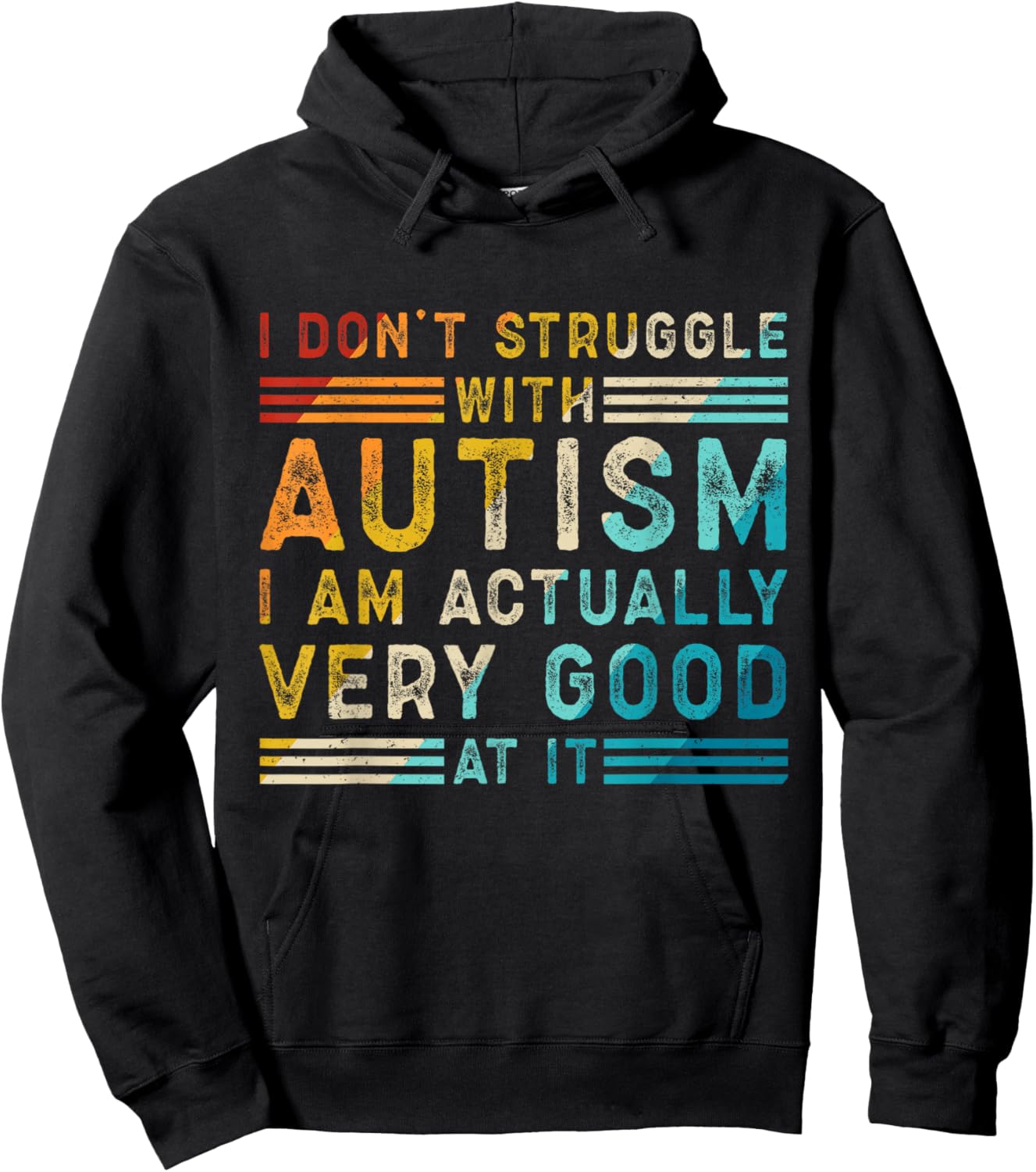 Funny Autism Quote Retro Neurodivergent Pride Design Hoodie - Hoodie | Black