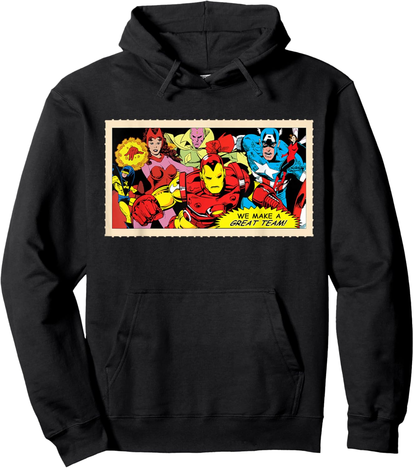 Marvel Avengers Retro '80s Valentine's Day Card A Great Team Hoodie - Hoodie | Black
