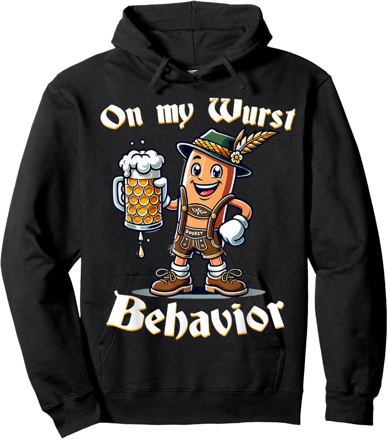 On My Wurst Behavior Funny Oktoberfest Costume Outfit German Hoodie - Hoodie | Black