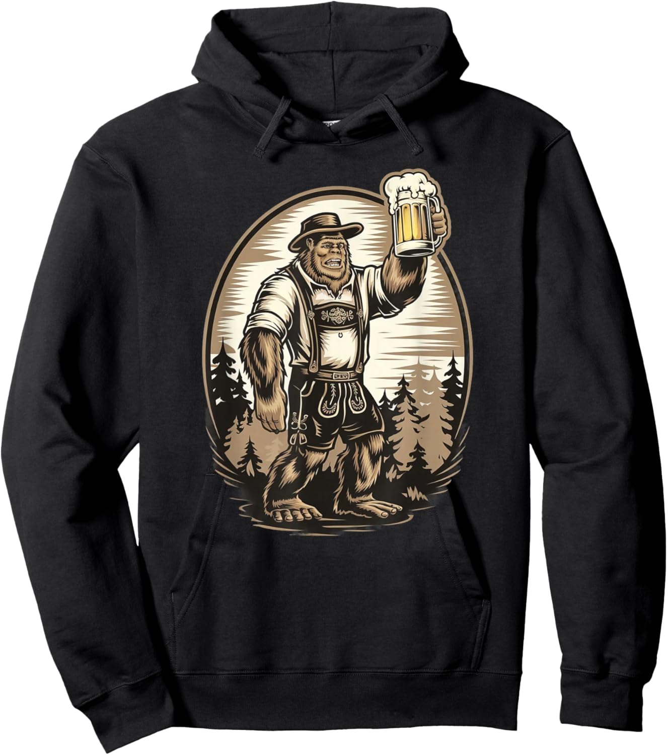 Bigfoot in Lederhosen Oktoberfest German Beer . Hoodie - Hoodie | Black