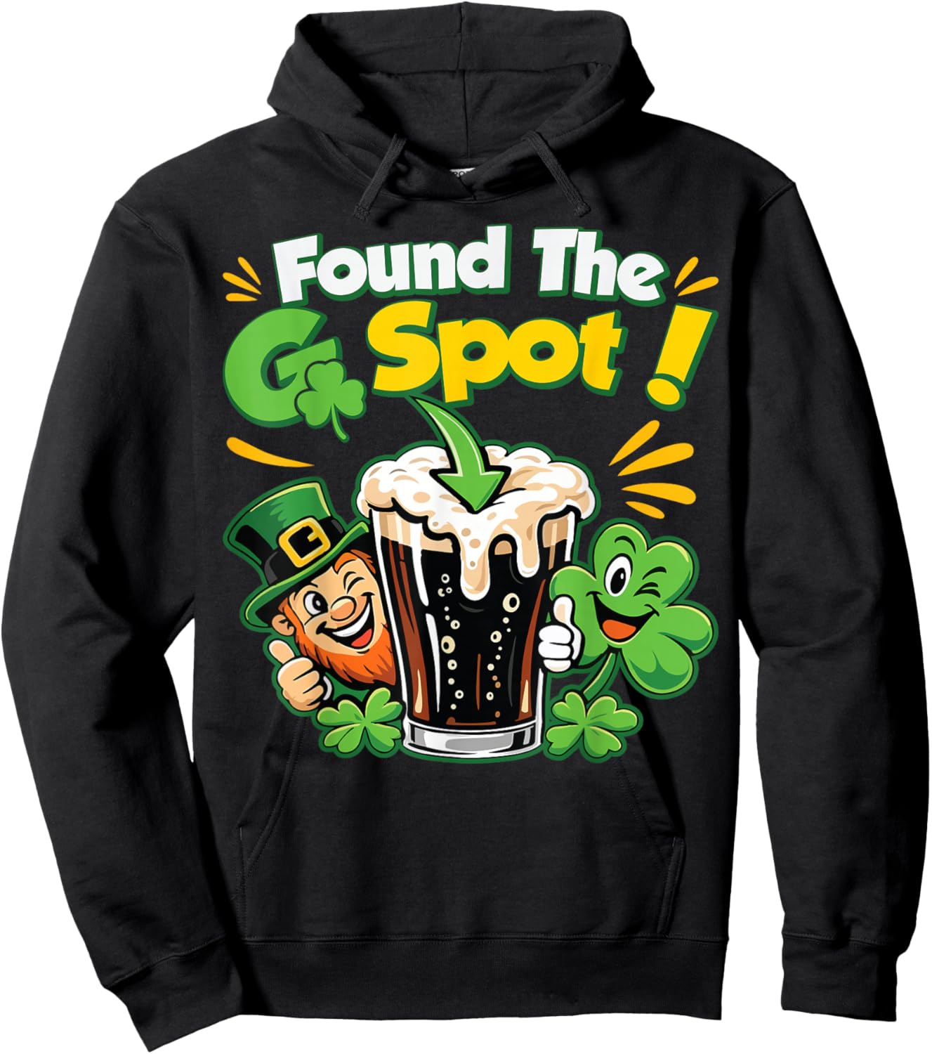 Found The G Spot Funny St. Patrick's Day Beer Adult Humor T-Shirt Hoodie - Hoodie | Black