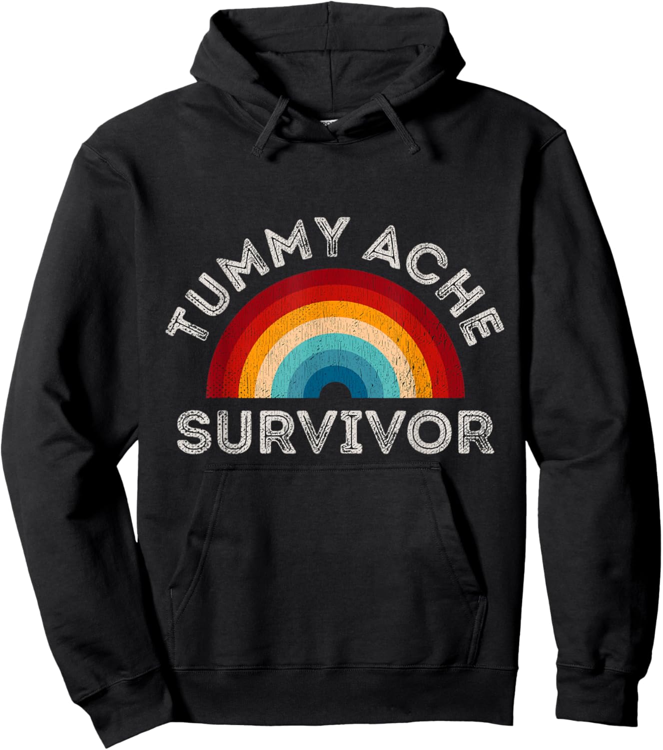 Sarcastic Pun IBS Grunge Tummy Ache Survivor Rainbow Hoodie - Hoodie | Black