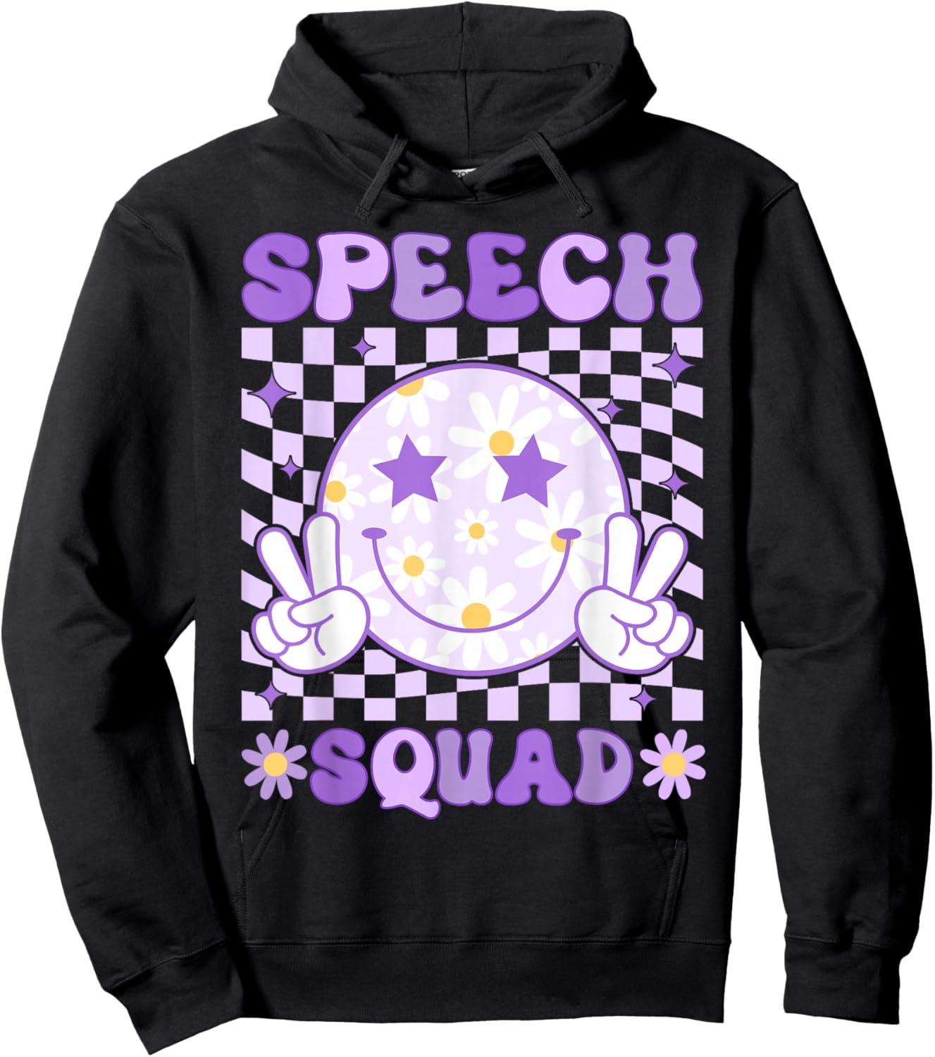 Groovy Speech Squad SLP Teacher Speech Language Pathologist Hoodie - Hoodie | Black