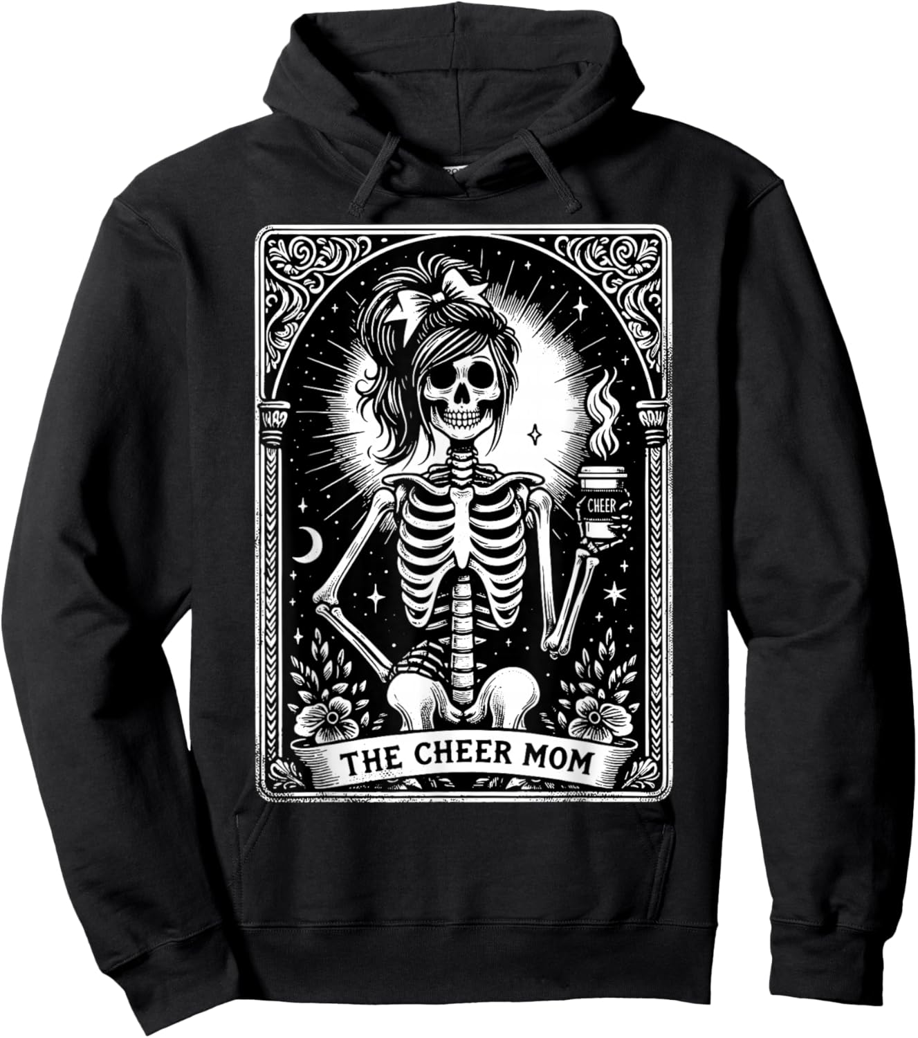 The Cheerleader Funny Tarot Card Girls Skeleton Cheer Mom Hoodie - Hoodie | Black