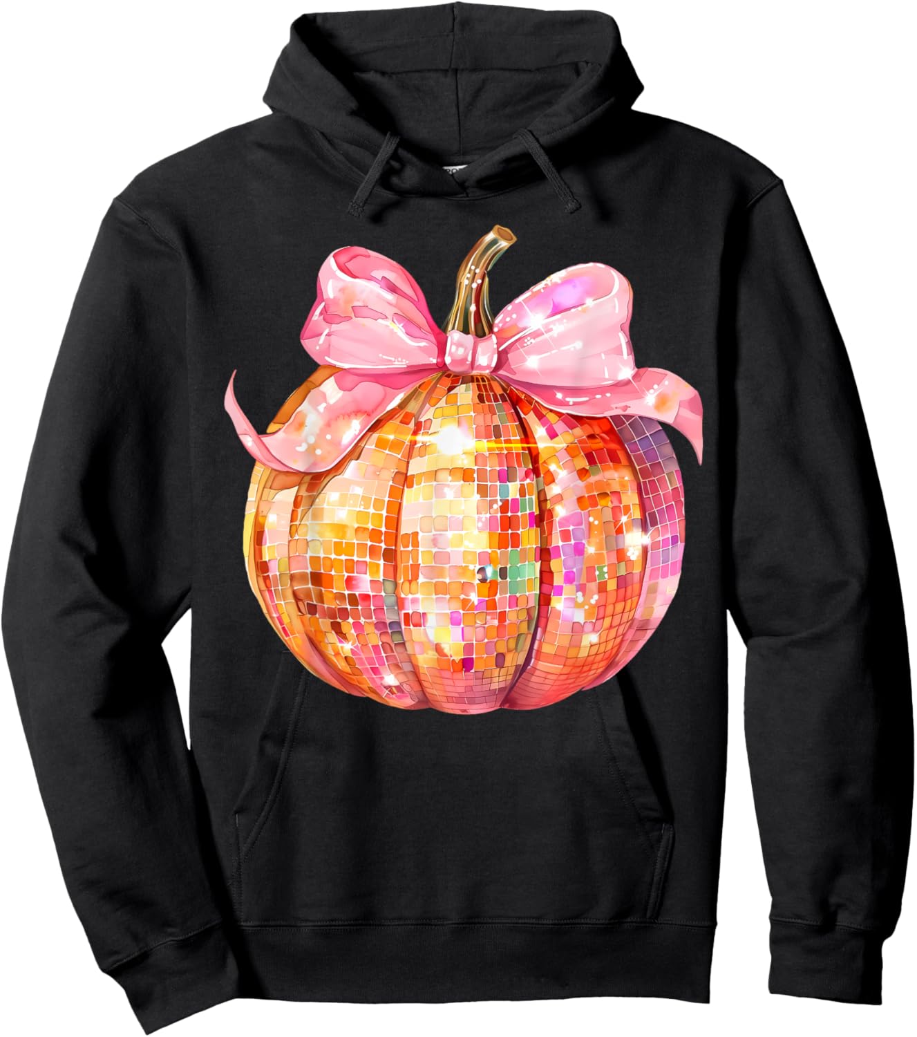 Coquette Pumpkin Bow Disco Ball Cute Girly Halloween Costume Hoodie - Hoodie | Black