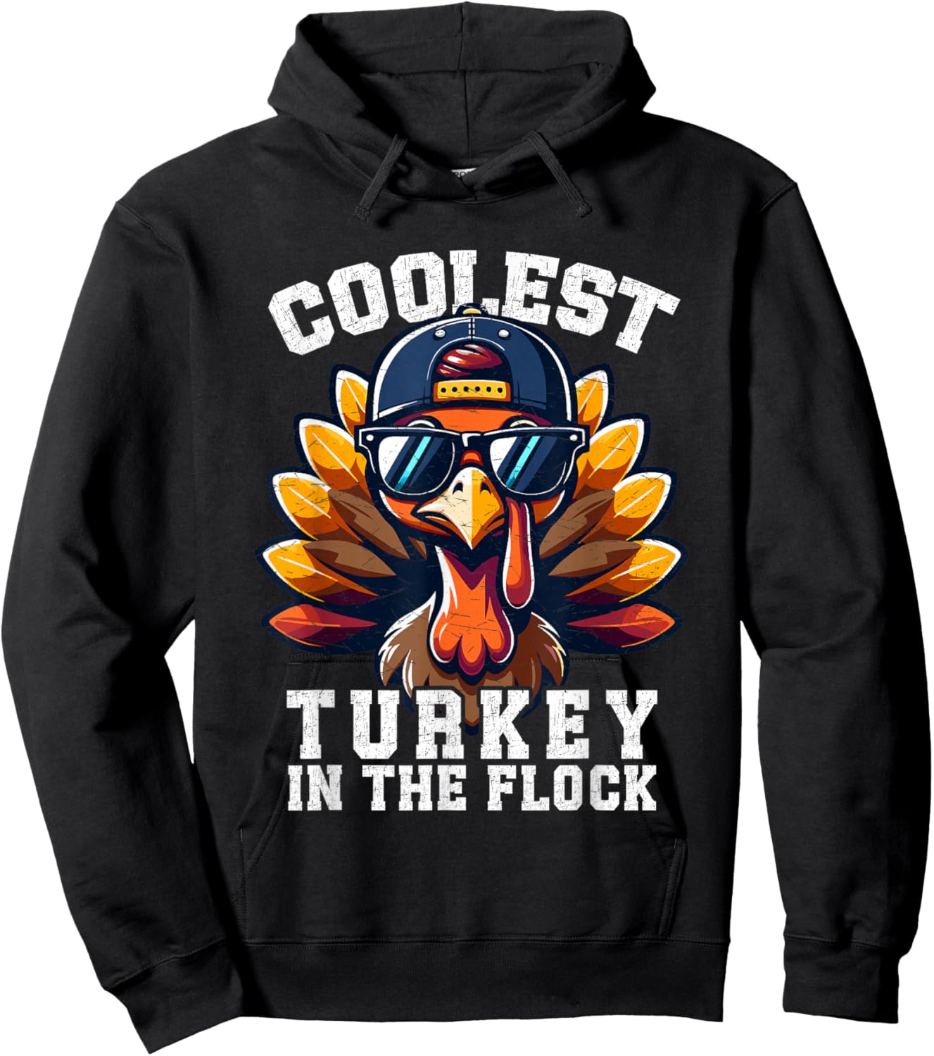 Coolest Turkey Thanksgiving Toddler Boys Kids Men Turkey Hoodie - Hoodie | Black
