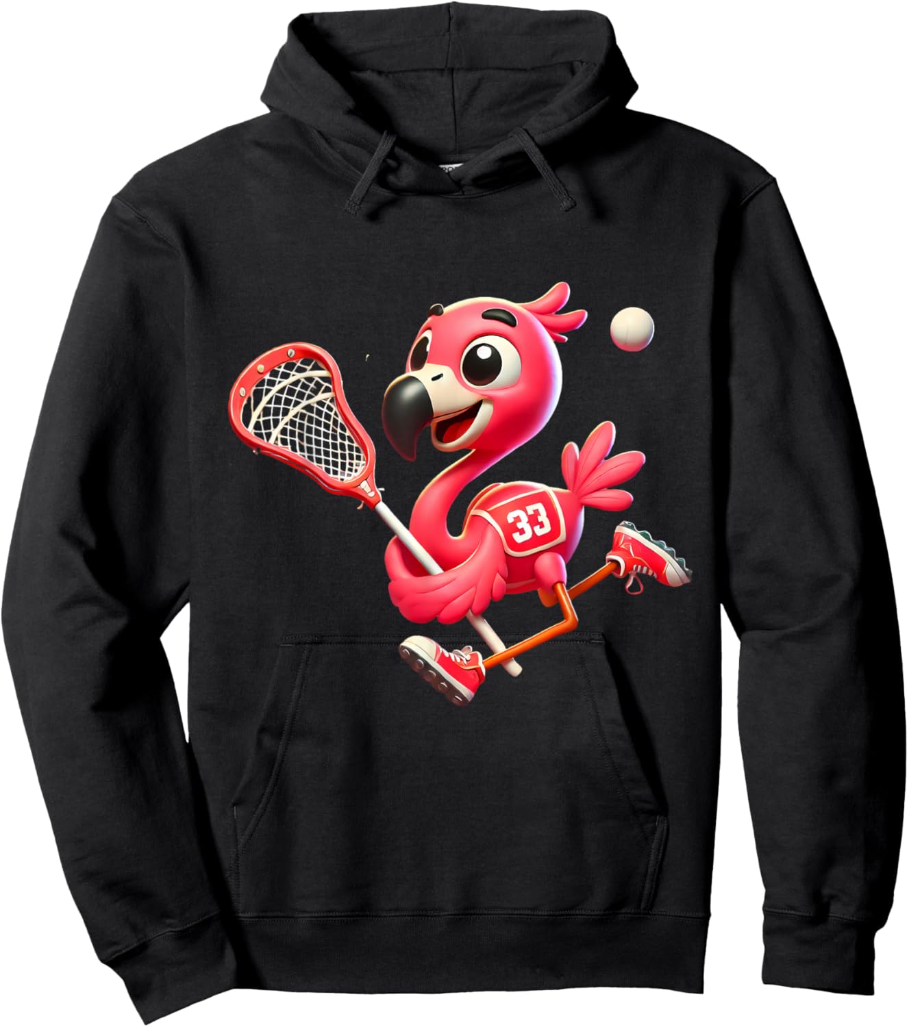 Flamingo Lacrosse Player Bird Lover Men Women Kids Hoodie - Hoodie | Black