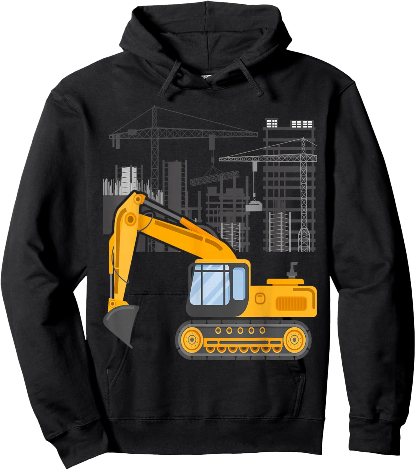Construction Site Truck Driving Men Boys Excavator Hoodie - Hoodie | Black