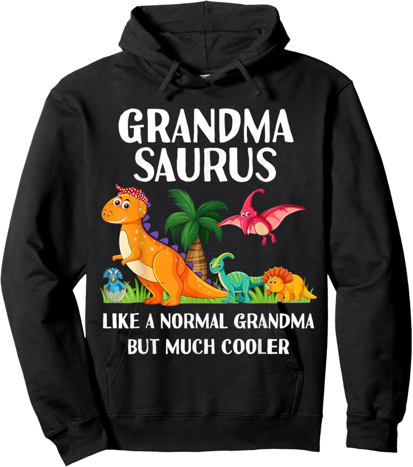 Grandmasaurus Grandma Saurus Women Dinosaur Family Matching Hoodie - Hoodie | Black