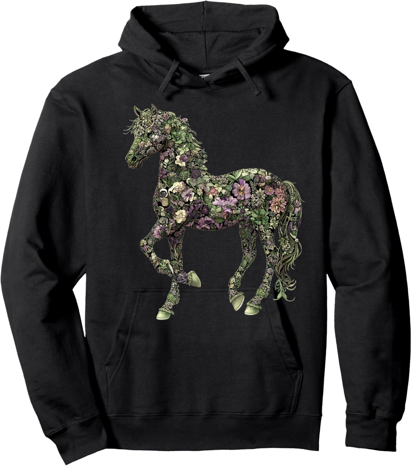 Floral Horse Hoodie - Hoodie | Black
