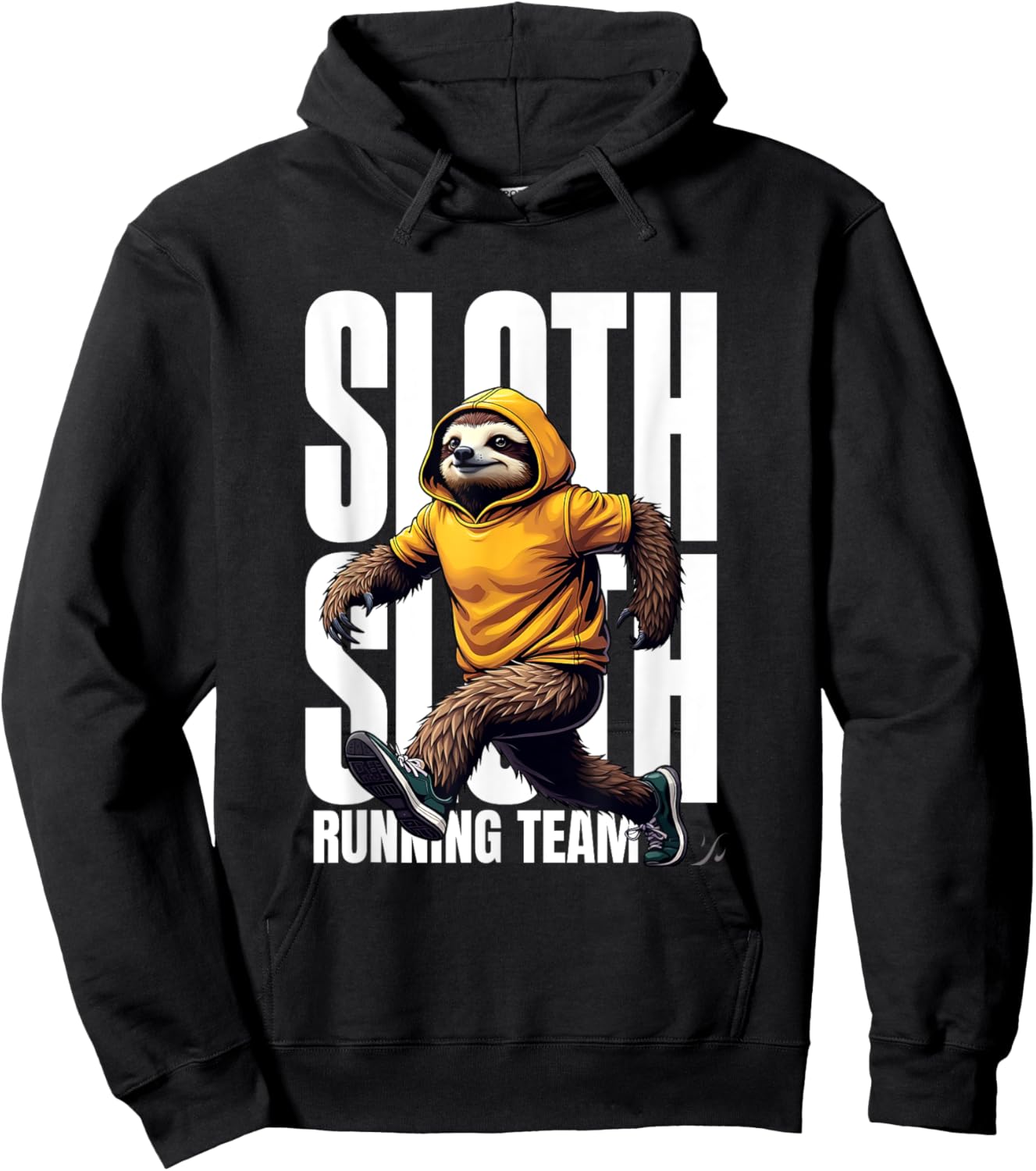 Funny Running Sloth - Sloth Running Team Men Women Kids Gift Hoodie - Hoodie | Black