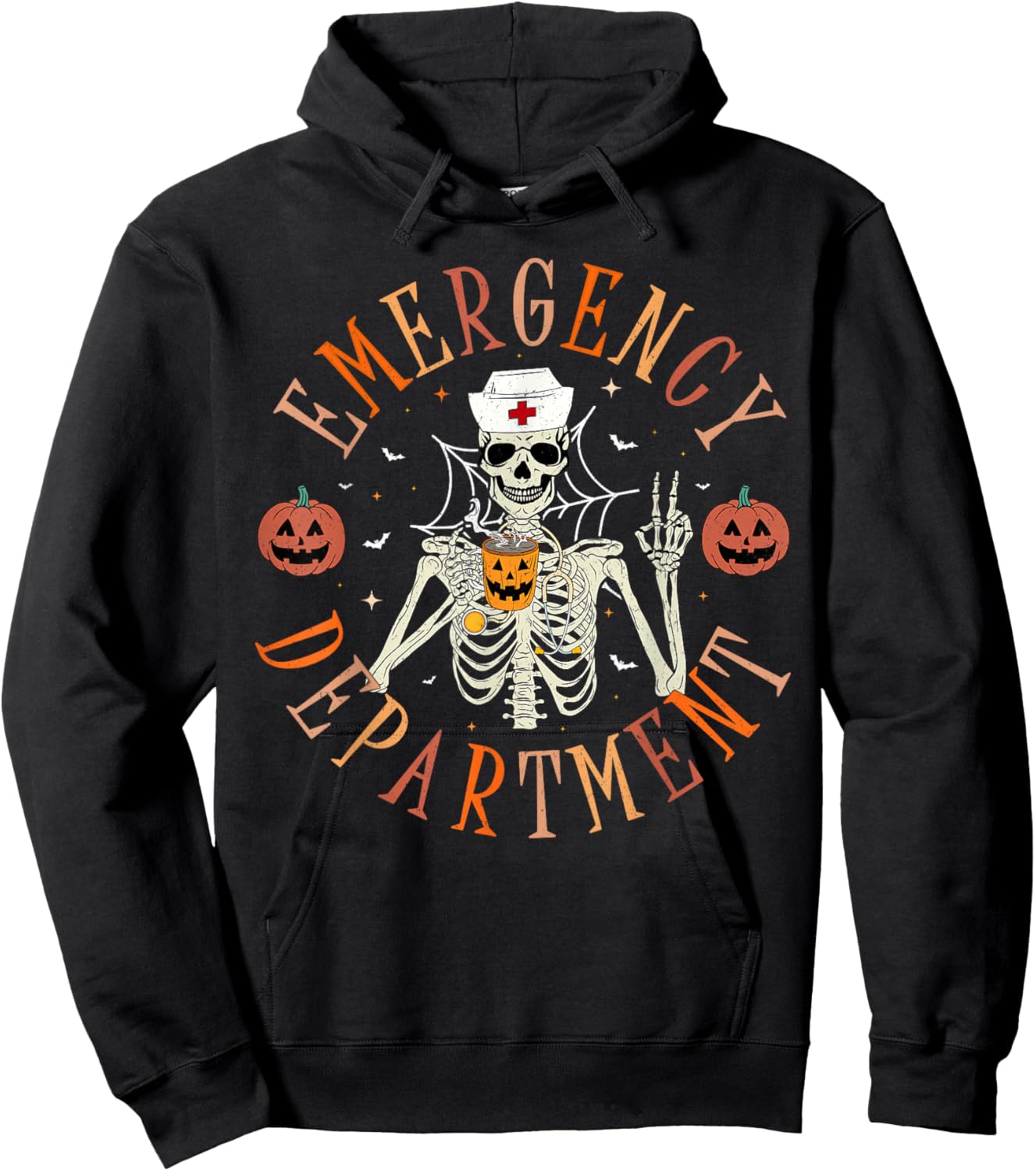 Emergency Department Skeleton ER Nurse Halloween Hoodie - Hoodie | Black