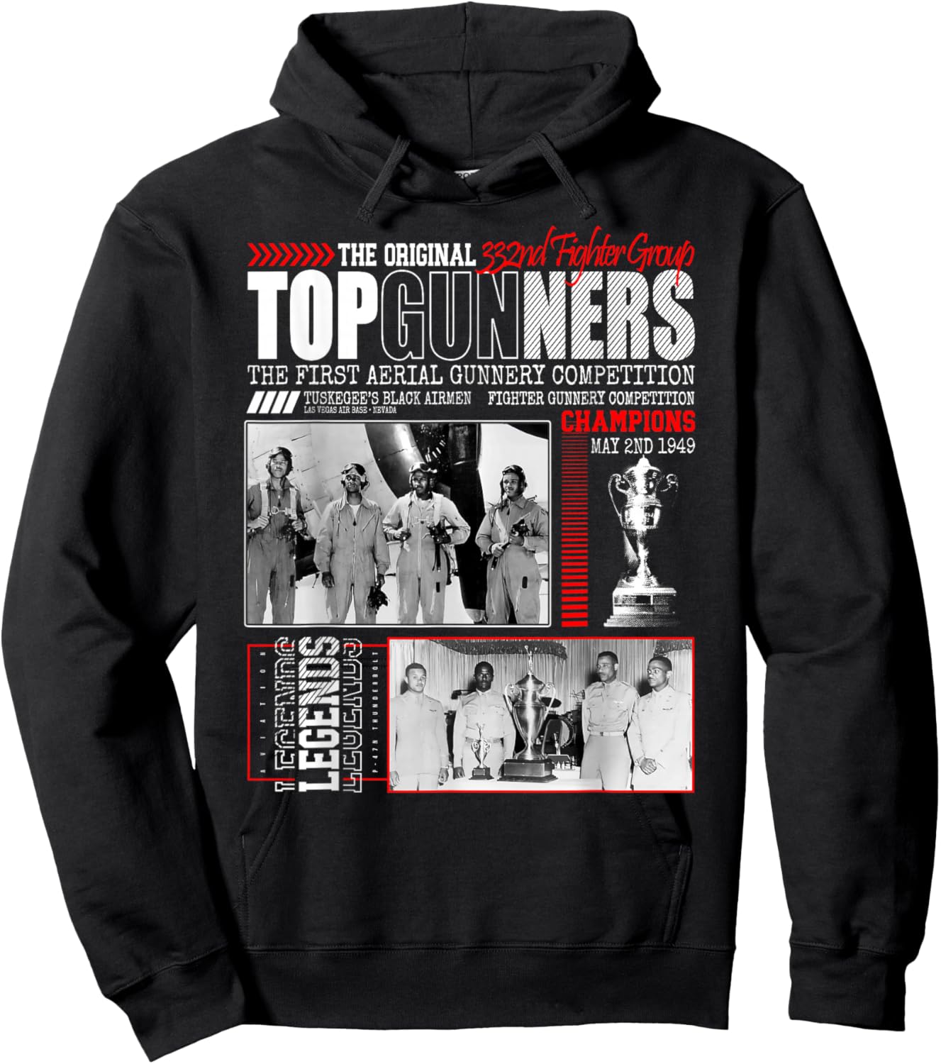 Tuskegee's 1949 Top Gunnery Black Airmen 332nd Fighter Group Hoodie - Hoodie | Black
