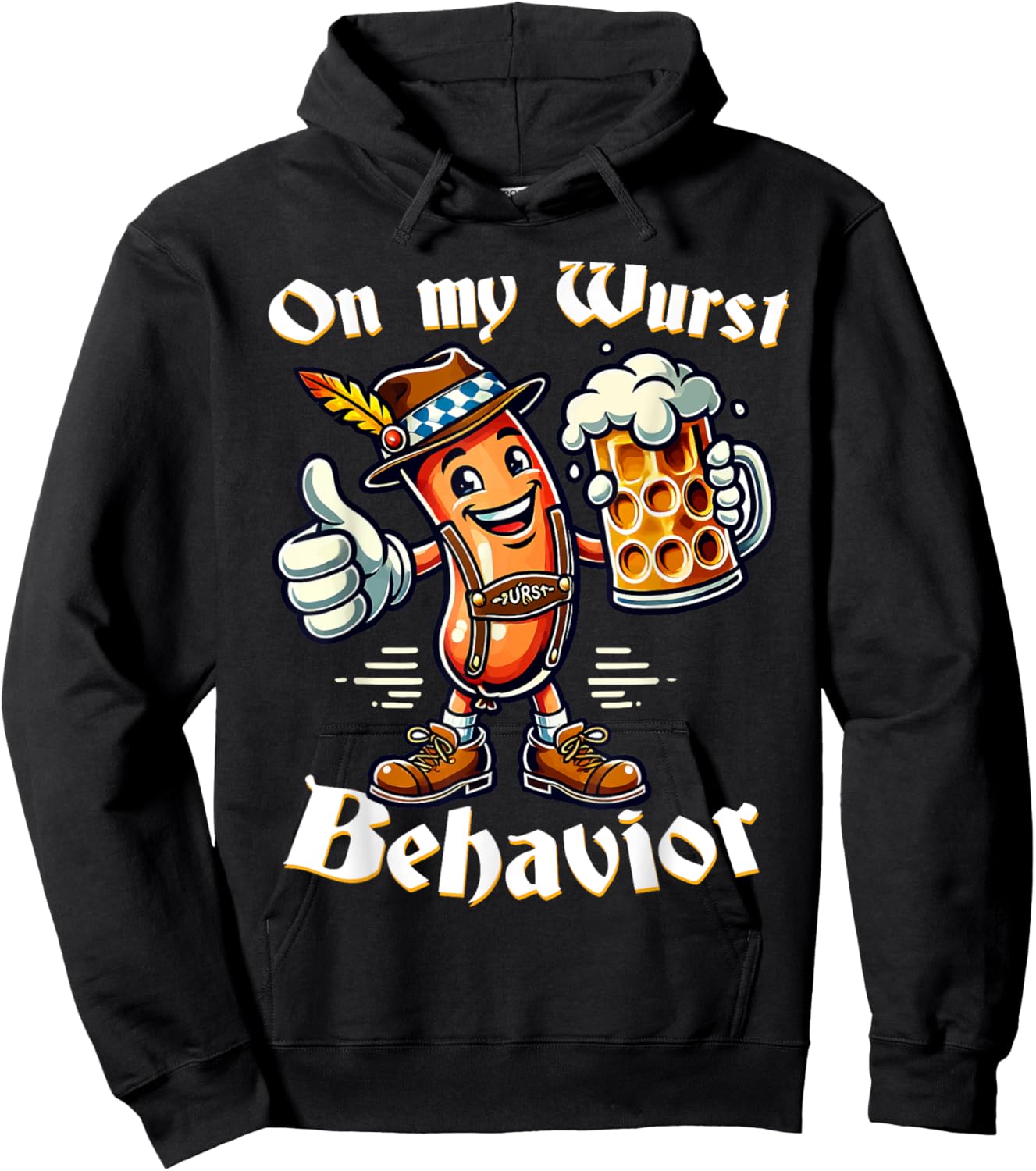 On My Wurst Behavior Funny Oktoberfest Costume Outfit German Hoodie - Hoodie | Black