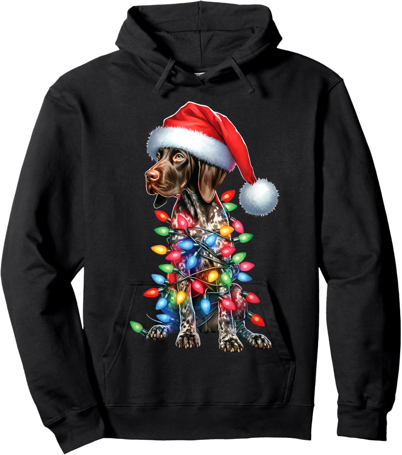 German Shorthaired PointerDog Lovers Santa Hat Christmas Hoodie - Hoodie | Black