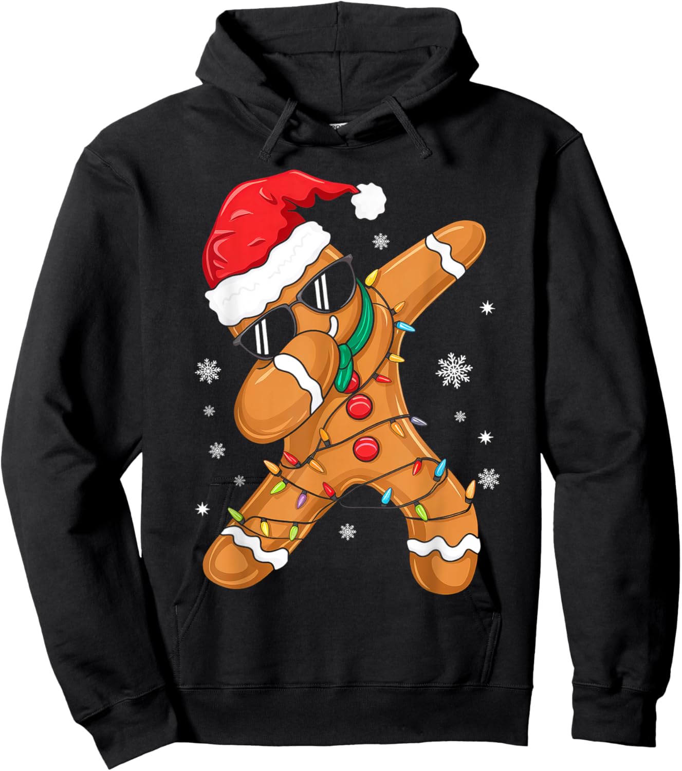 Dabbing Gingerbread Santa Christmas Family Matching Pajamas Hoodie - Hoodie | Black