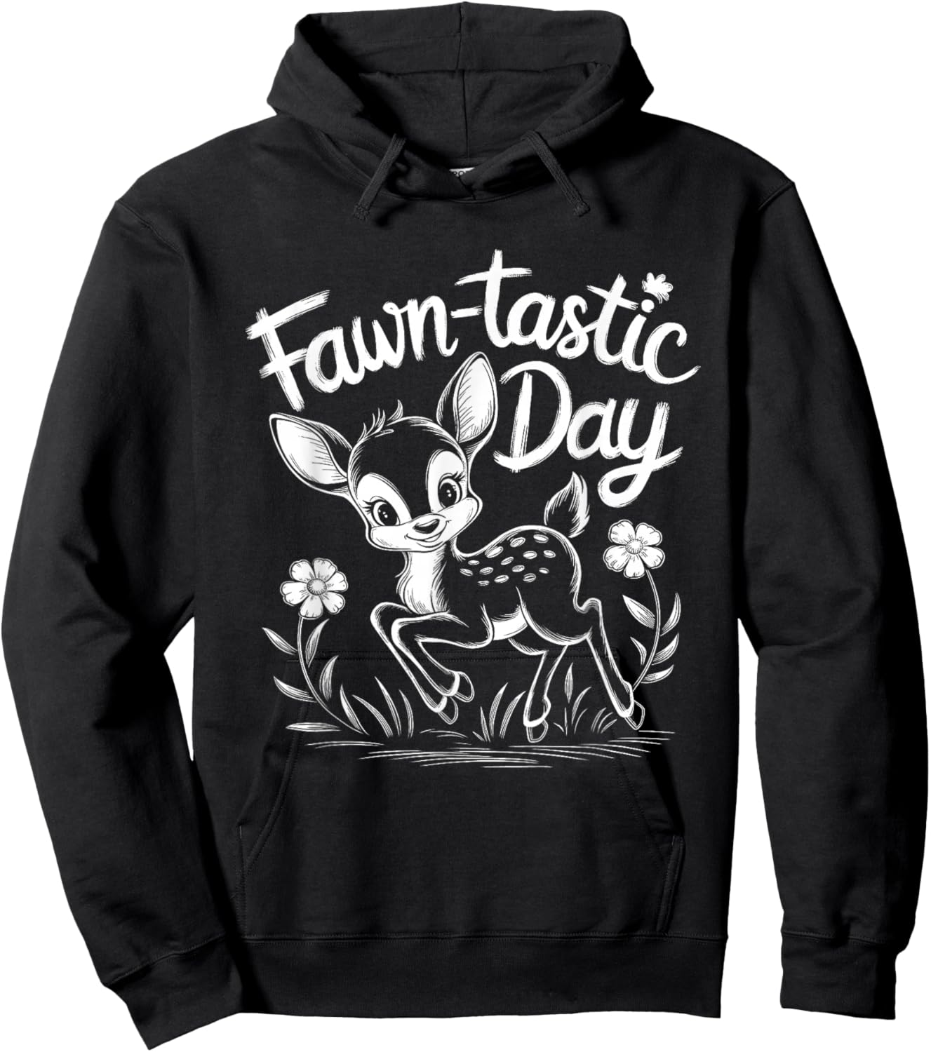 Fawn-tastic Day Cute Deer Humorous Design - Black - Small - - Short Sleeve - - All Seasons - Pull On - 1 Count Hoodie - Hoodie | Black