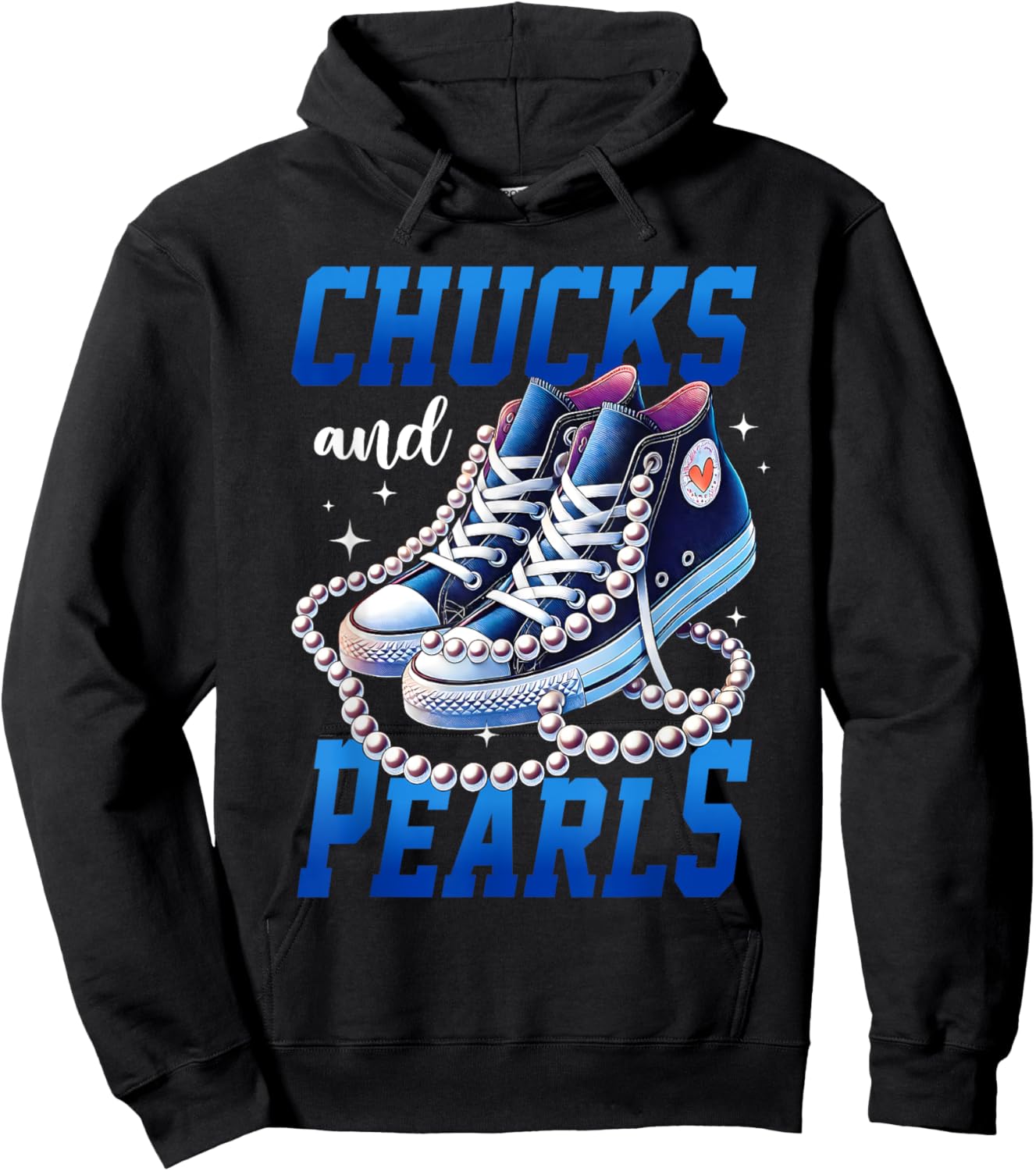 Chucks and Pearls Kamala Harris 2024 for President Election Hoodie - Hoodie | Black