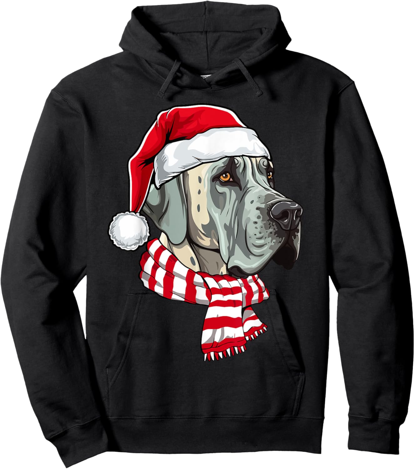 Santa Great Dane Christmas Dog Lover Men Women Kids Hoodie - Hoodie | Black