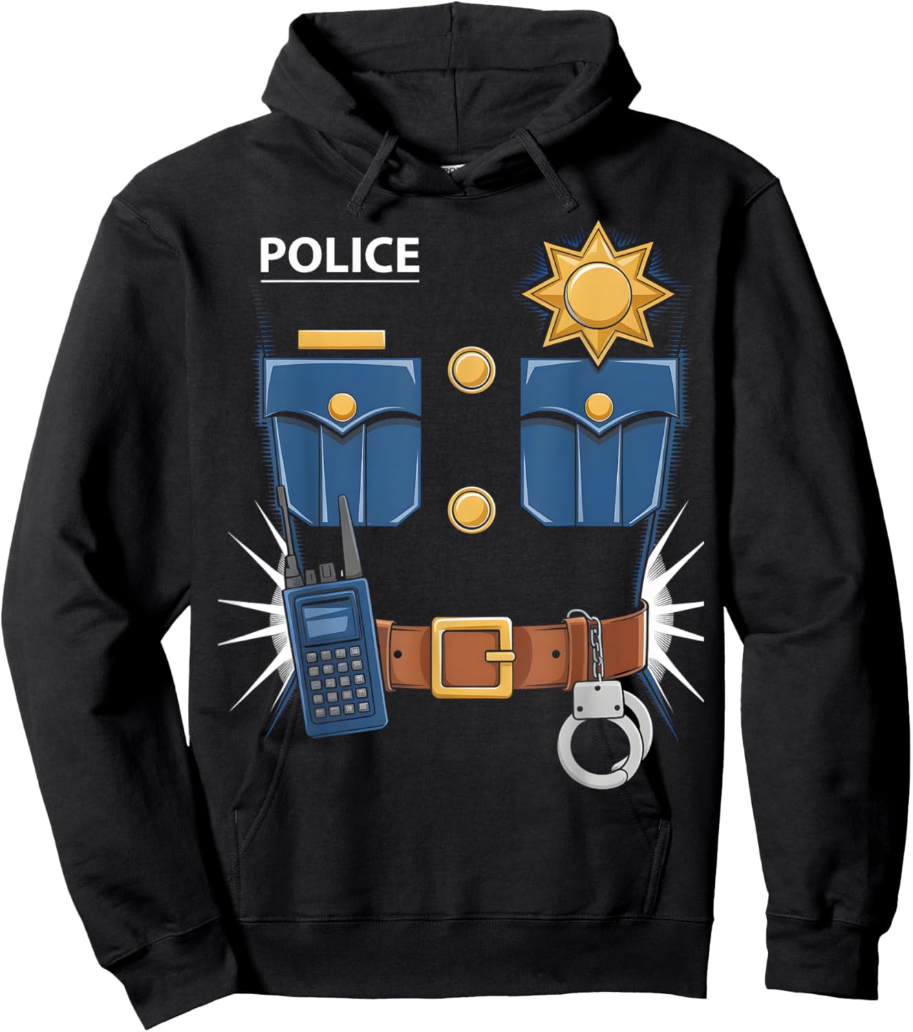 Police Uniform Costume Halloween Police Men Women Kids Hoodie - Hoodie | Black