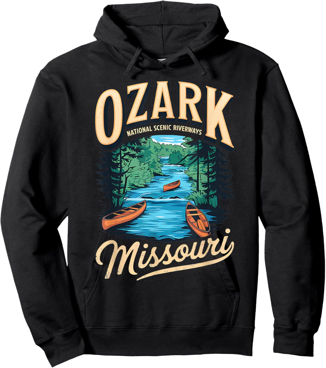 Ozark National Scenic Riverways Canoe Adventure Hoodie - Hoodie | Black