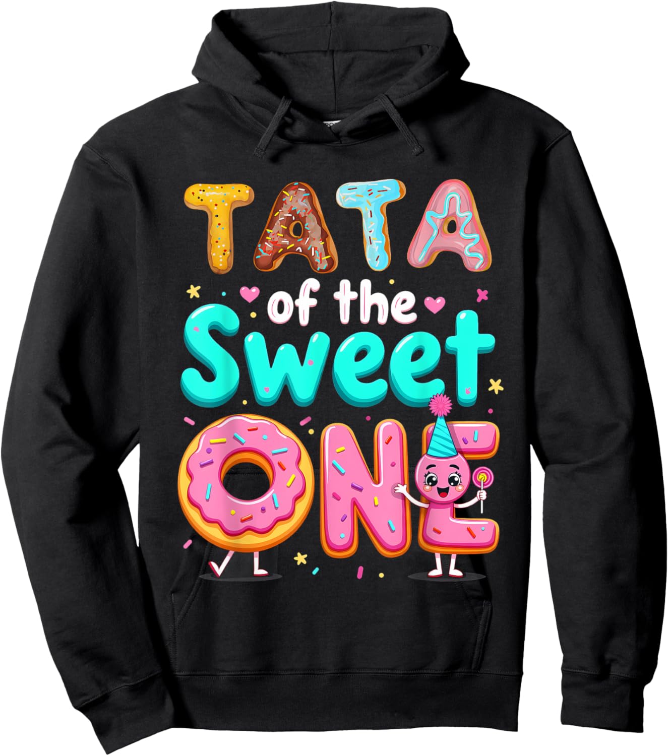 1st Birthday Donut Grandpa Tata Of The Sweet One Hoodie - Hoodie | Black