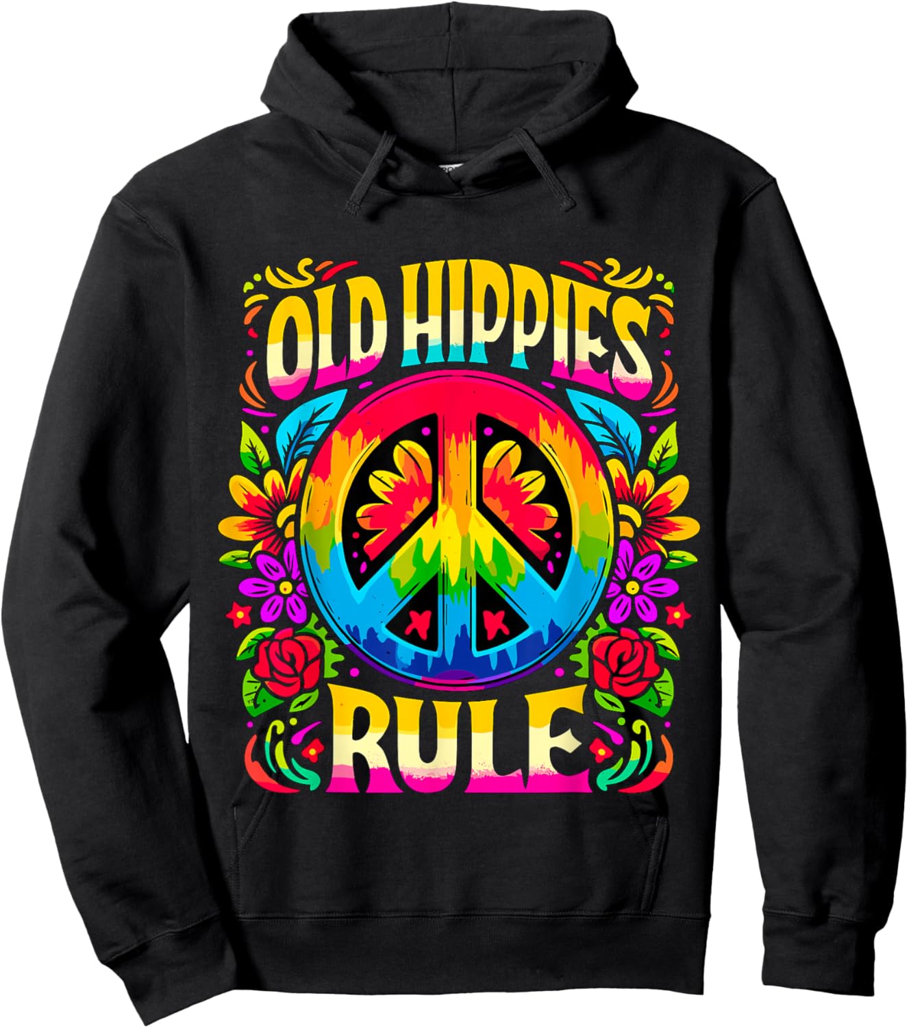Old Hippies Rule 70s 80s Party Peace Hoodie - Hoodie | Black