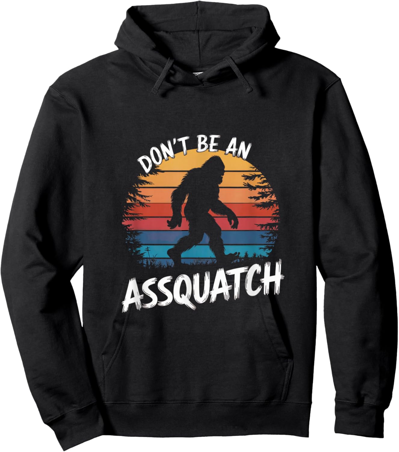 Don't Be an Assquatch : Funny Sasquatch Vintage Bigfoot Hoodie - Hoodie | Black