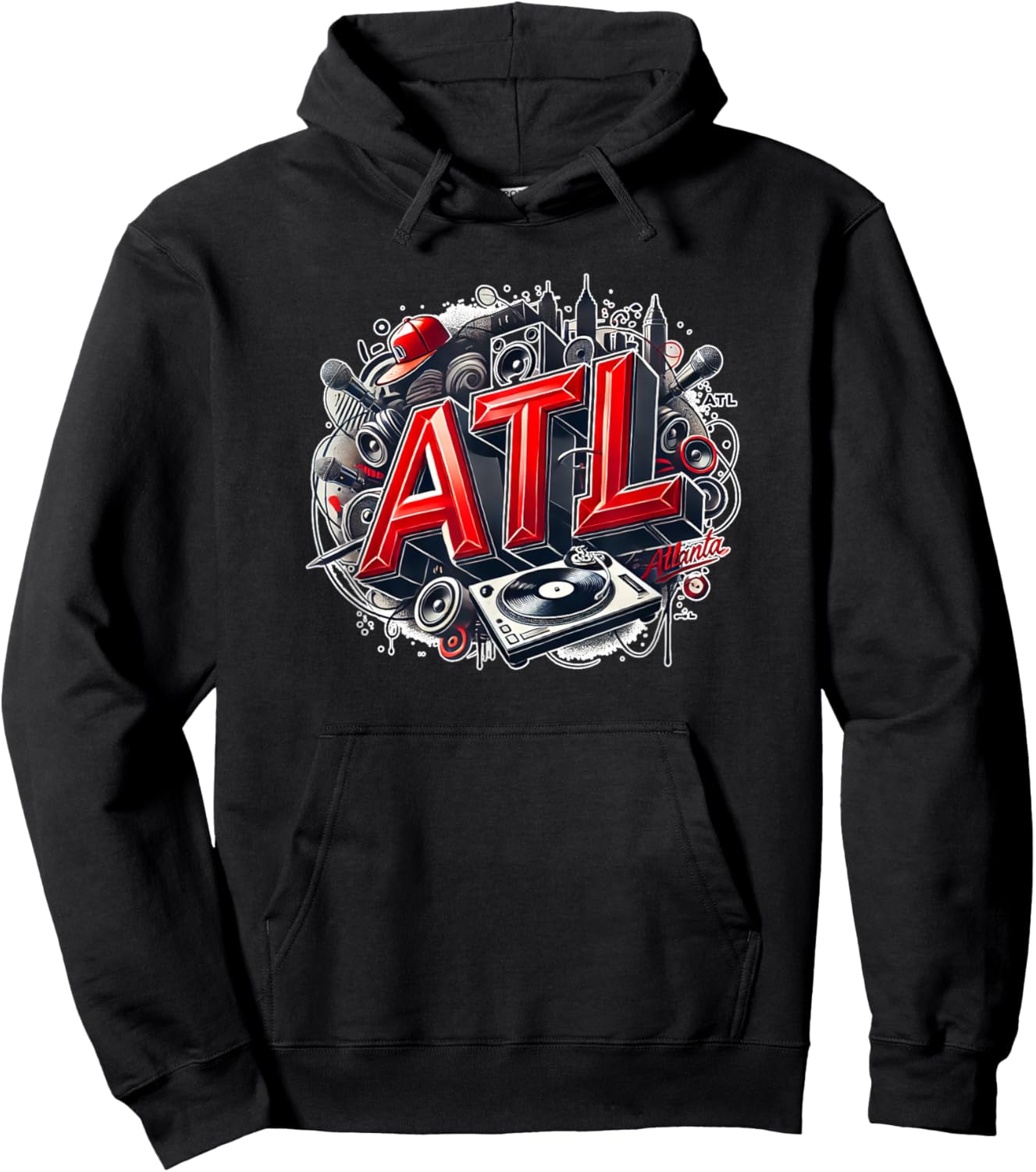 ATL / Atlanta DJ Hip Hop Turntable Hoodie - Hoodie | Black