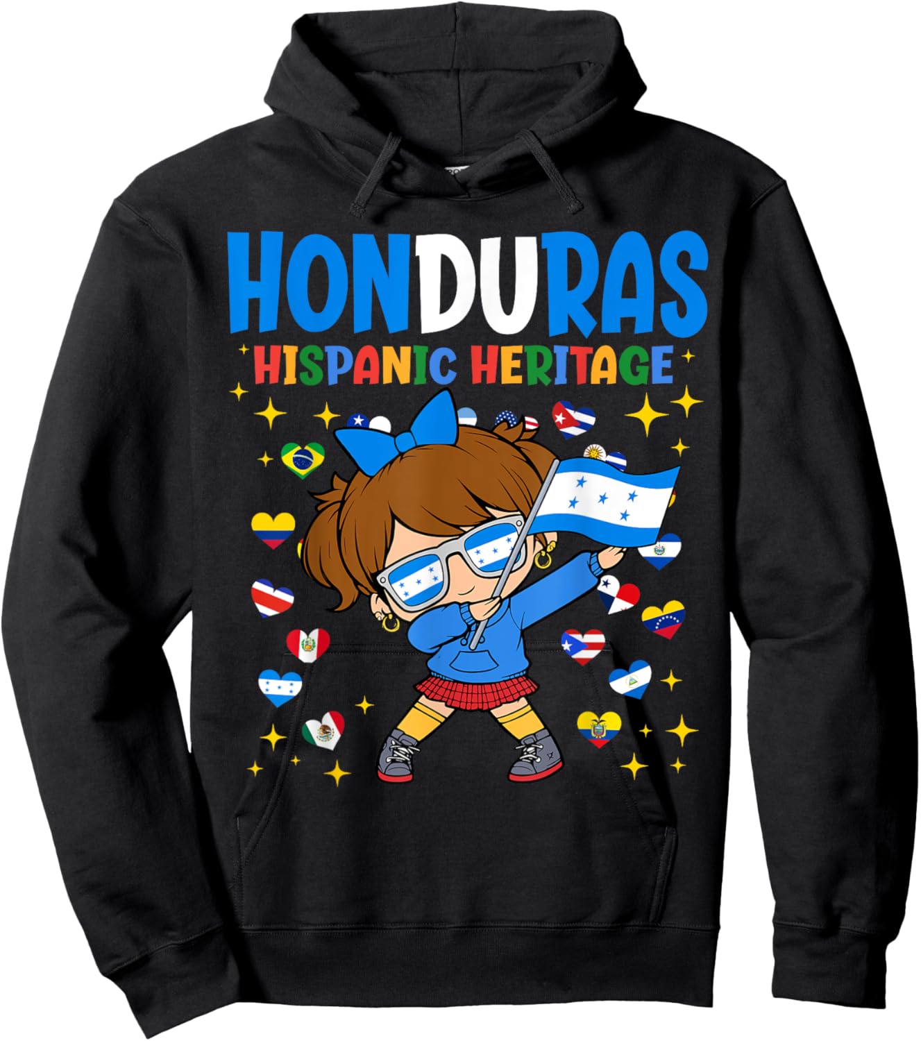 Hispanic Heritage Month Honduras Flag Honduran Girl Kids Hoodie - Hoodie | Black