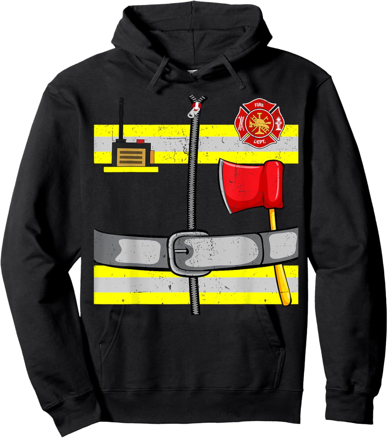 Funny Firefighter Fireman DIY Costume Cosplay Halloween Day Hoodie - Hoodie | Black