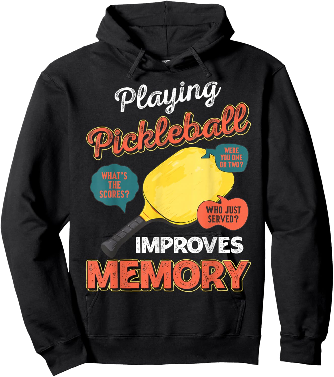 Funny pickleball sayings design Retro Paddle Court Hoodie - Hoodie | Black